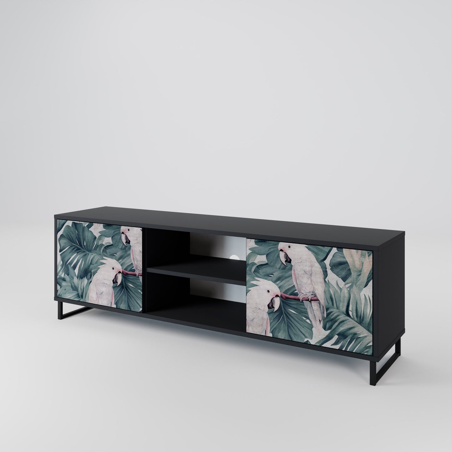 Mobile TV POPINJAY LOOK a 2 ante con finitura nera