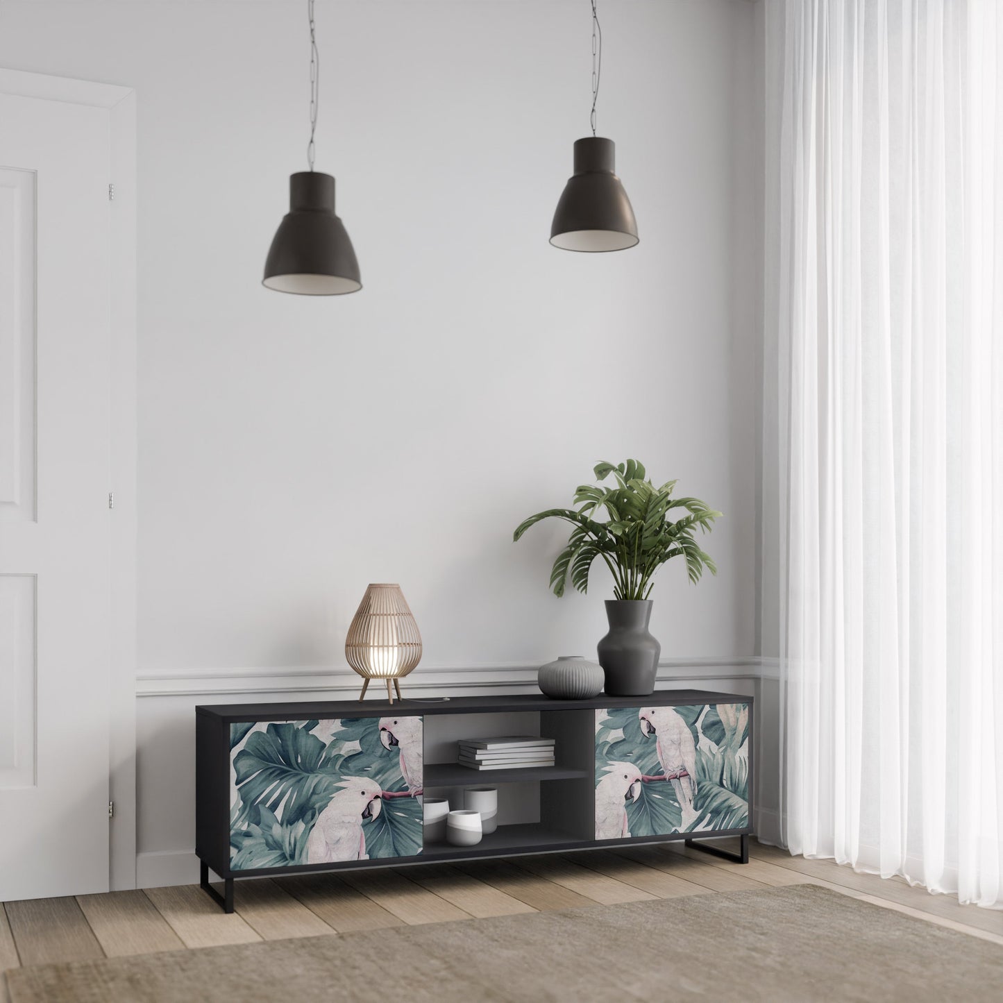 Mobile TV POPINJAY LOOK a 2 ante con finitura nera