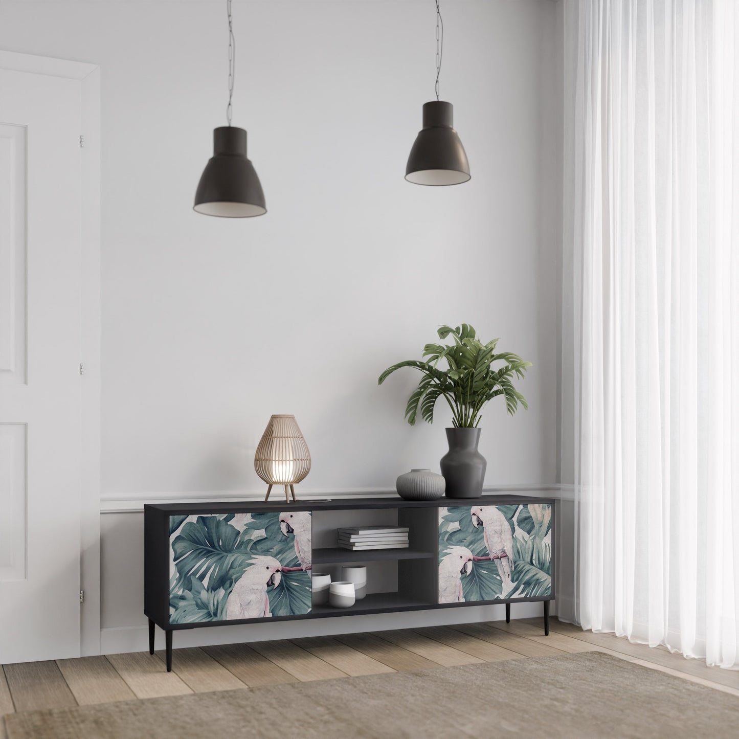 Mobile TV POPINJAY LOOK a 2 ante con finitura nera