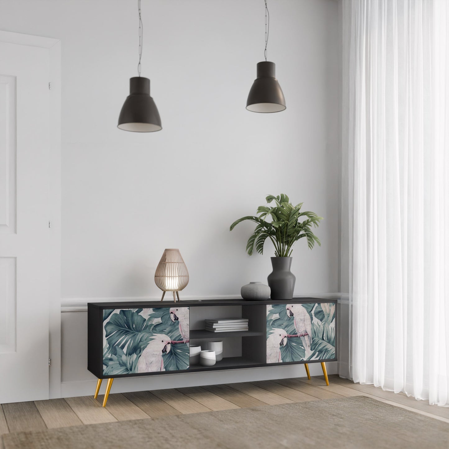 Mobile TV POPINJAY LOOK a 2 ante con finitura nera