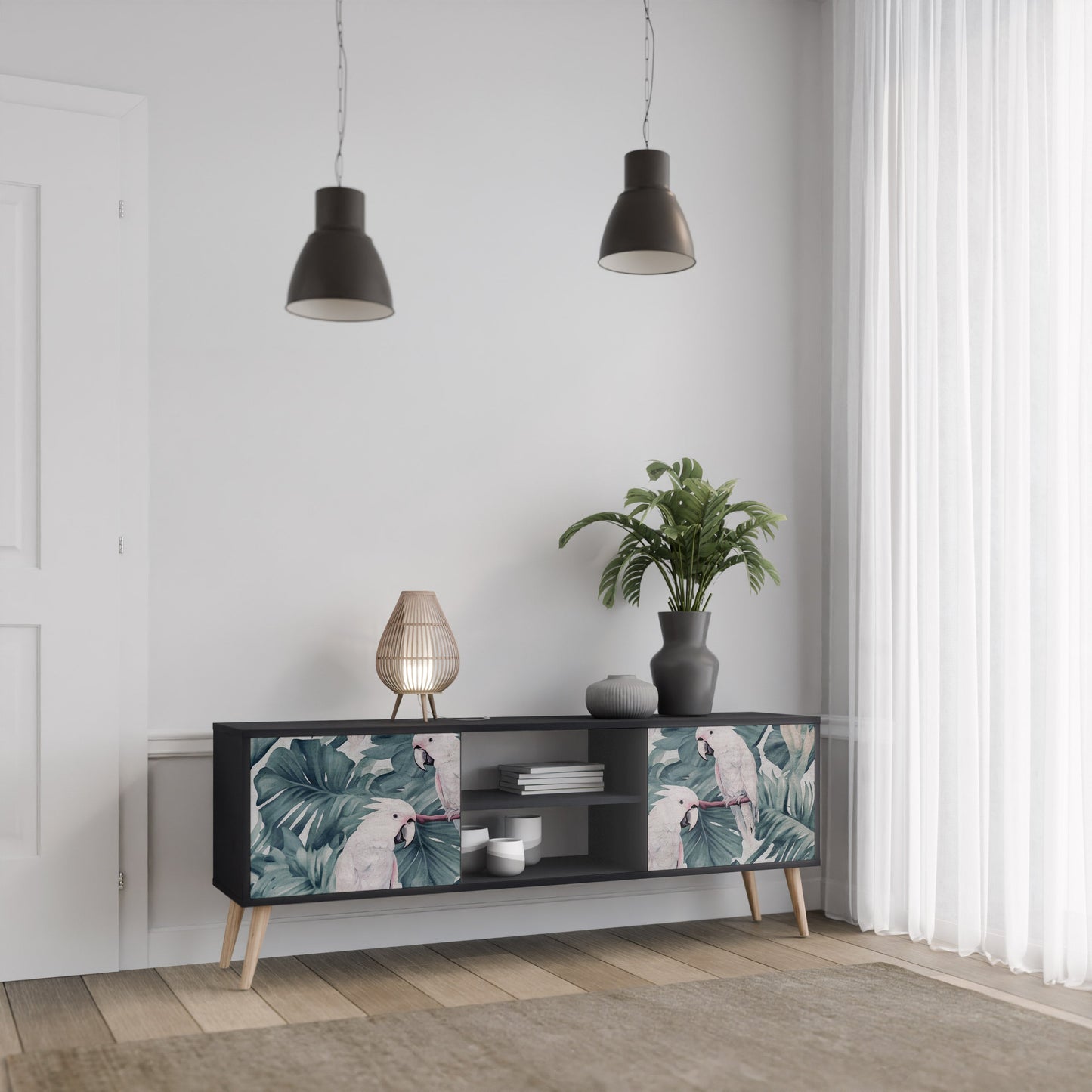 Mobile TV POPINJAY LOOK a 2 ante con finitura nera