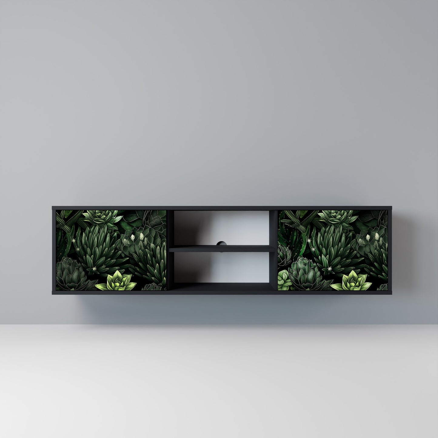 SUCCULENT JUNGLE Mobile TV a 2 Ante in Finitura Nera
