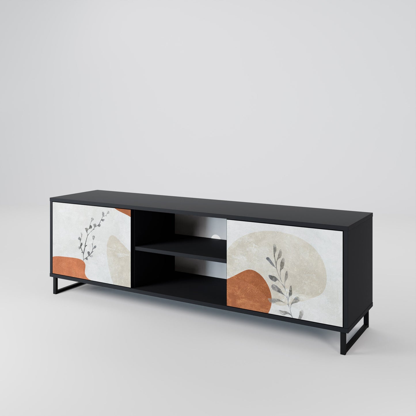 Mobile TV TRANQUIL TWIG a 2 ante con finitura nera