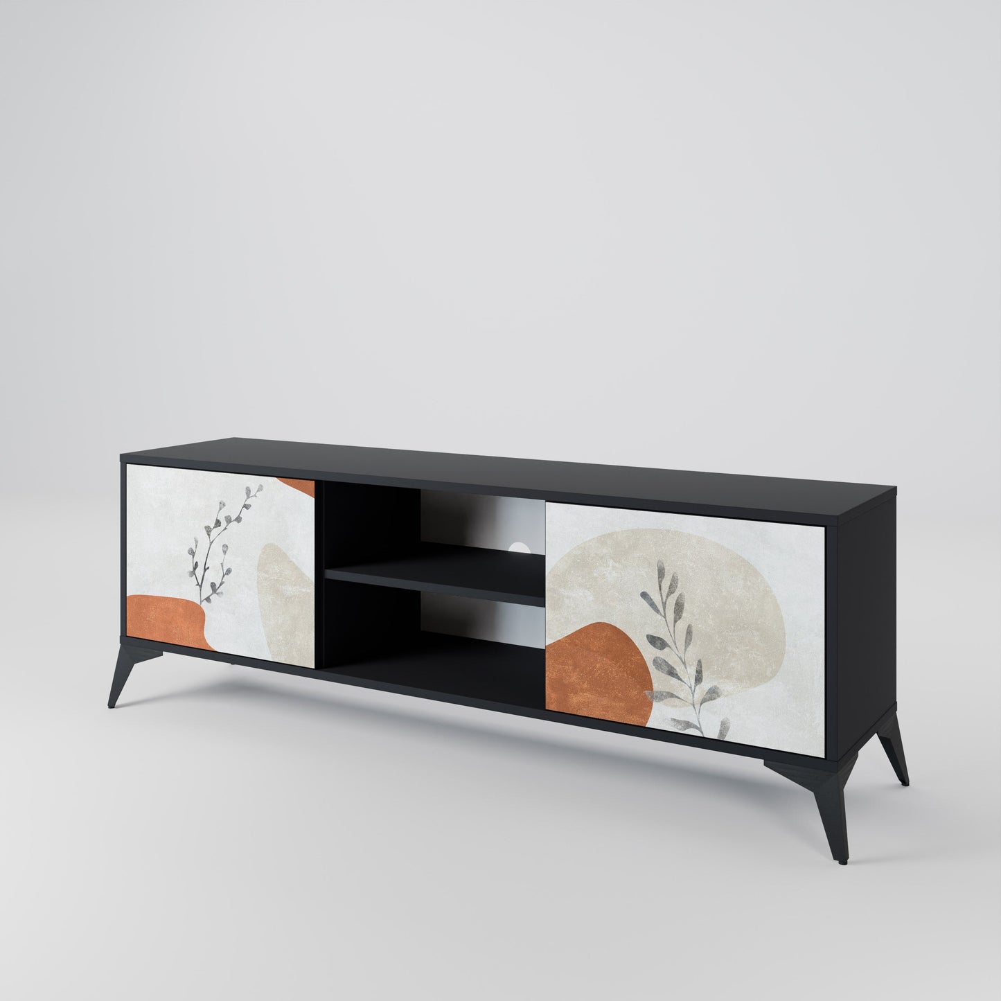 Mobile TV TRANQUIL TWIG a 2 ante con finitura nera
