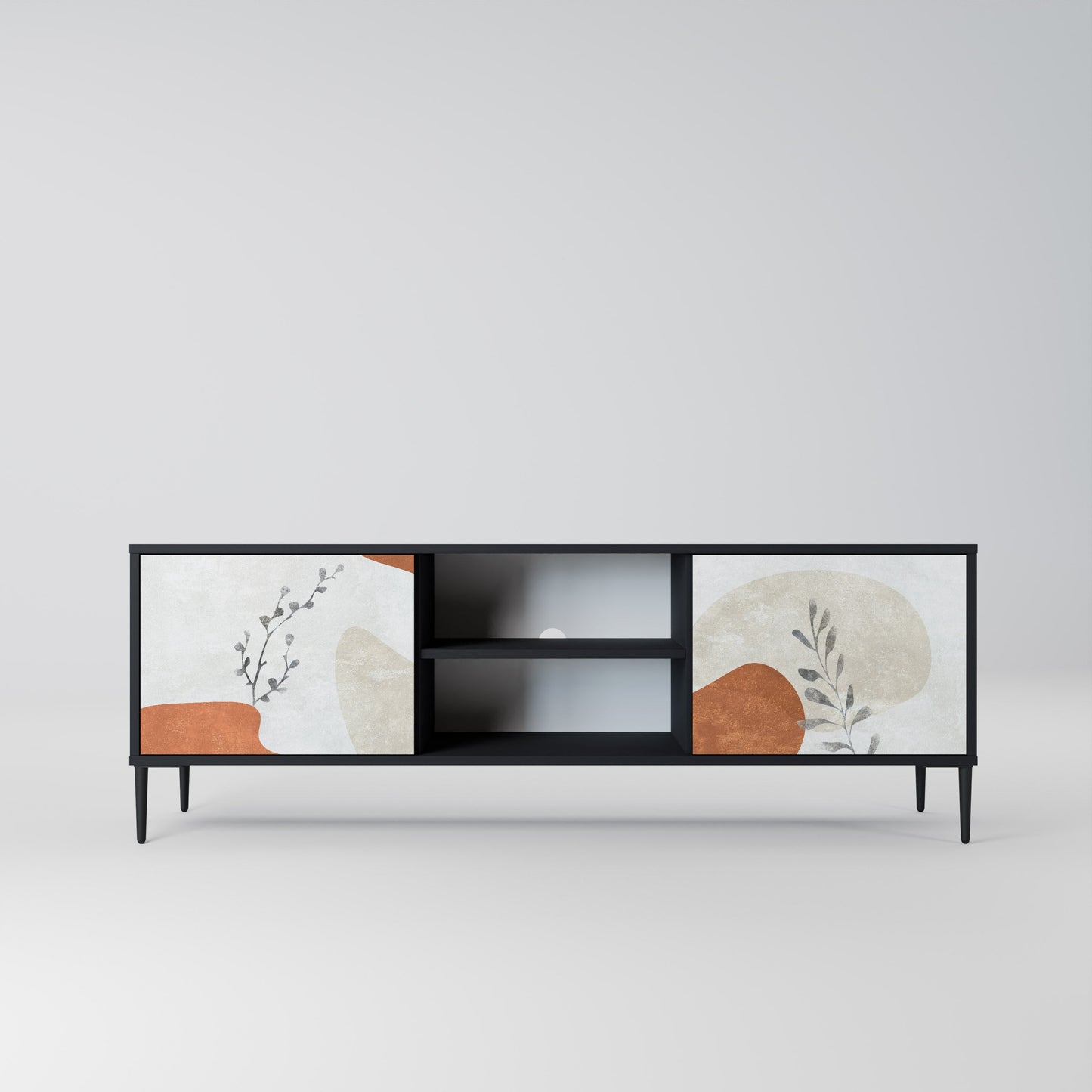 Mobile TV TRANQUIL TWIG a 2 ante con finitura nera