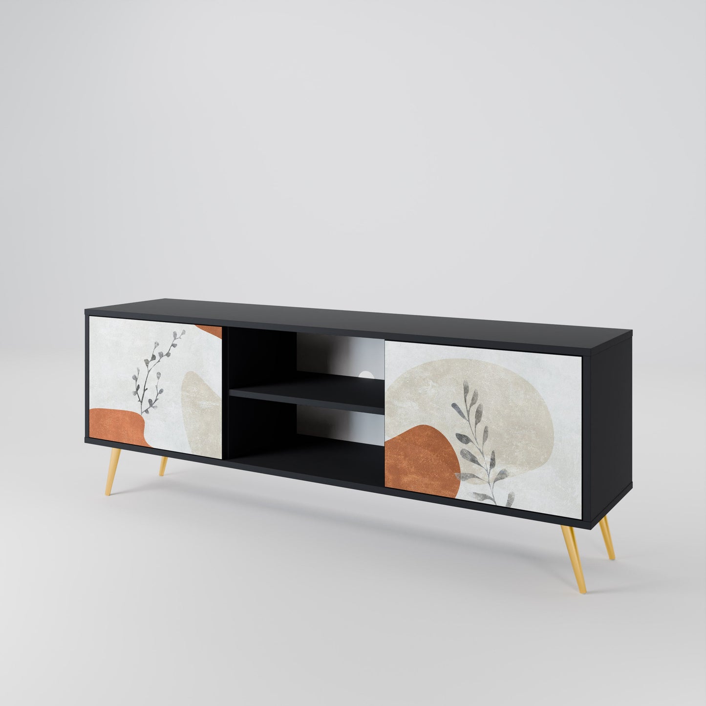 Mobile TV TRANQUIL TWIG a 2 ante con finitura nera