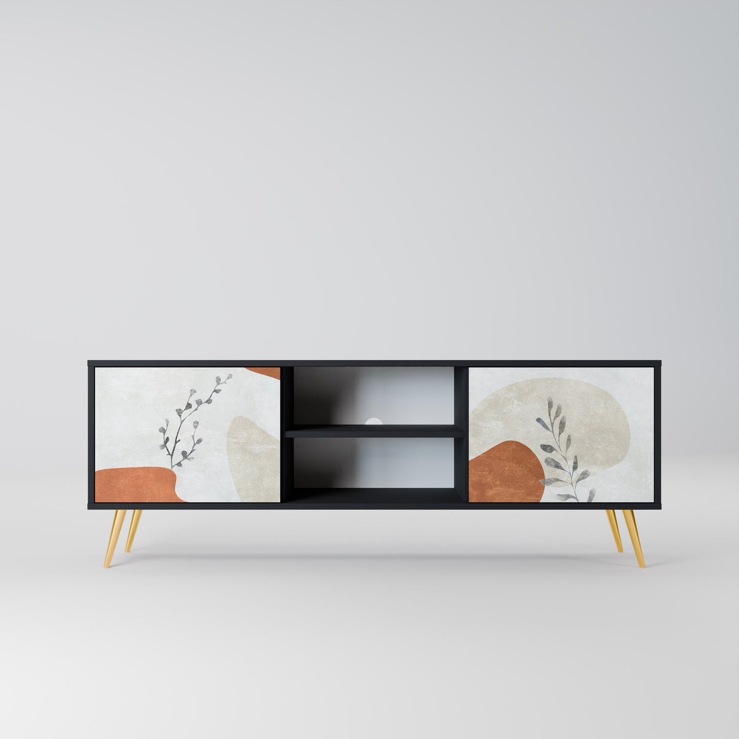 Mobile TV TRANQUIL TWIG a 2 ante con finitura nera