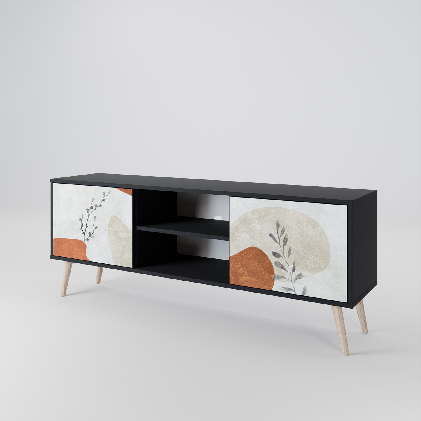 Mobile TV TRANQUIL TWIG a 2 ante con finitura nera