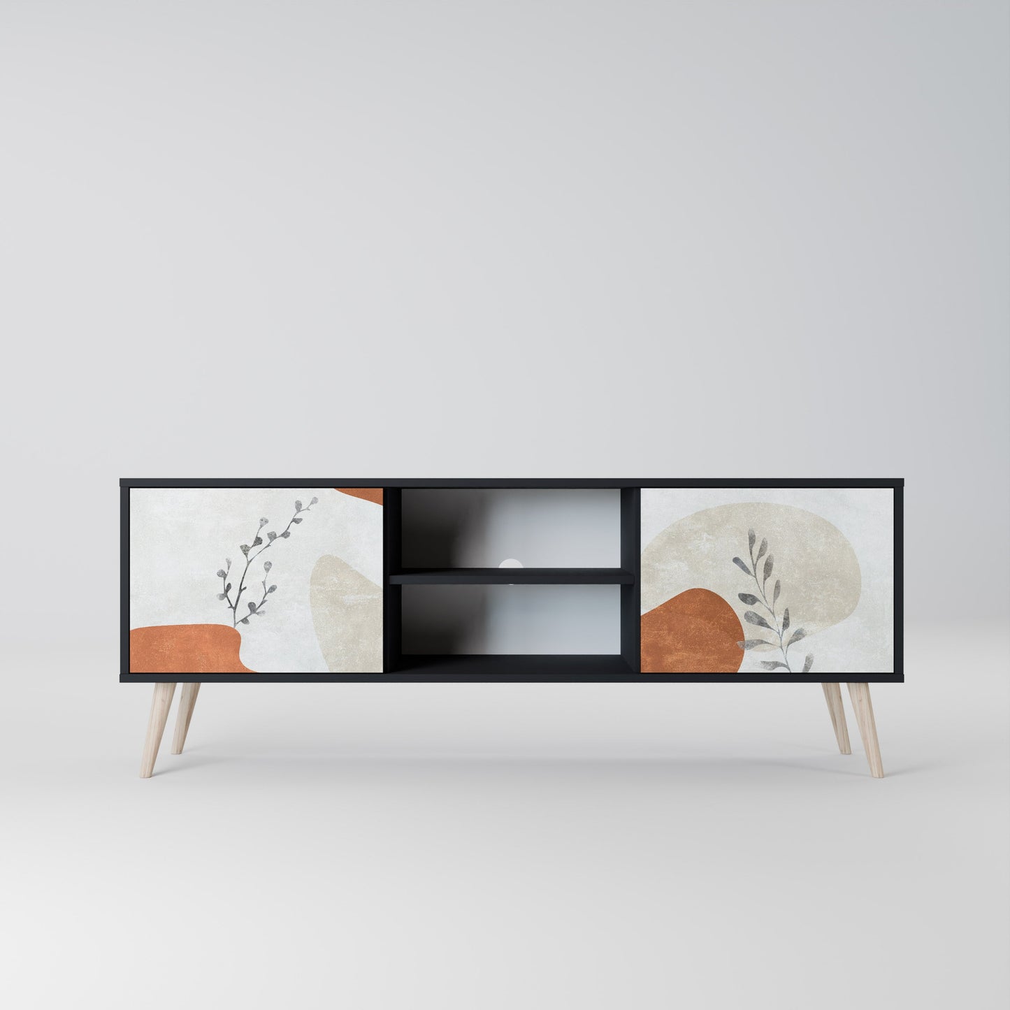 Mobile TV TRANQUIL TWIG a 2 ante con finitura nera