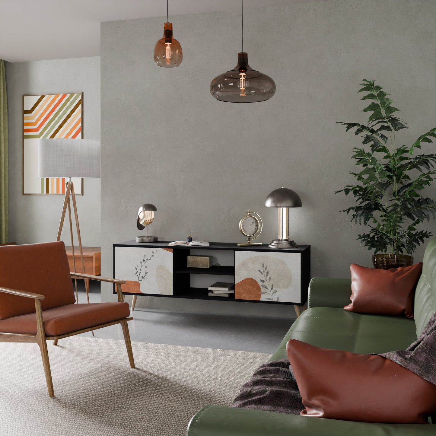 Mobile TV TRANQUIL TWIG a 2 ante con finitura nera