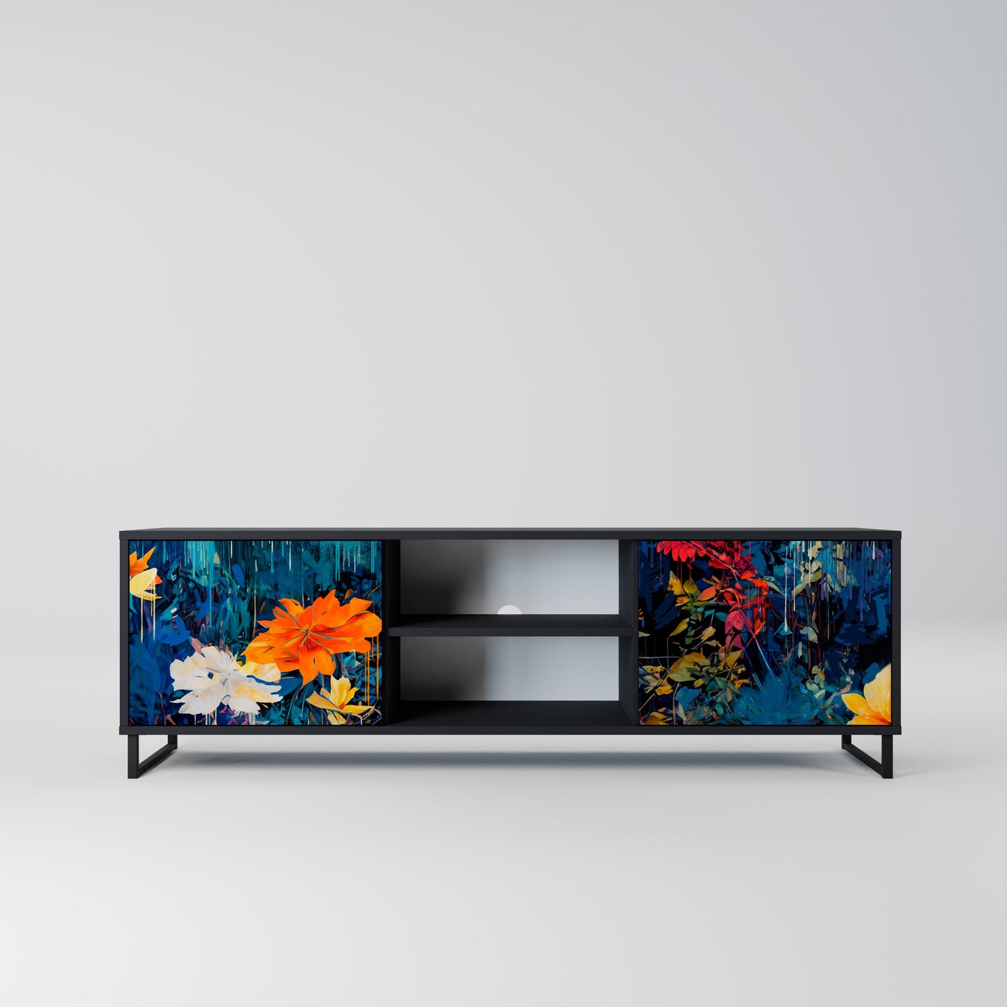 Mobile TV a 2 ante MIDNIGHT BLOSSOM in finitura nera