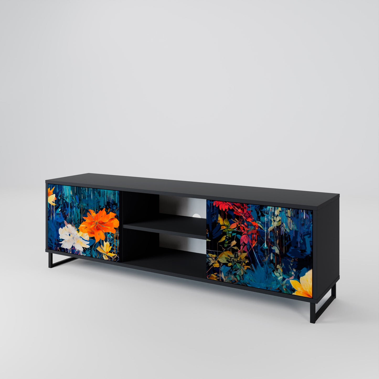 Mobile TV a 2 ante MIDNIGHT BLOSSOM in finitura nera