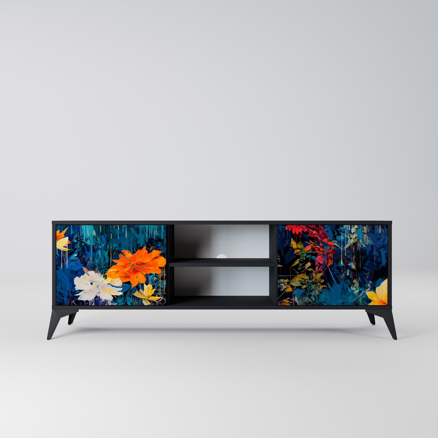 Mobile TV a 2 ante MIDNIGHT BLOSSOM in finitura nera