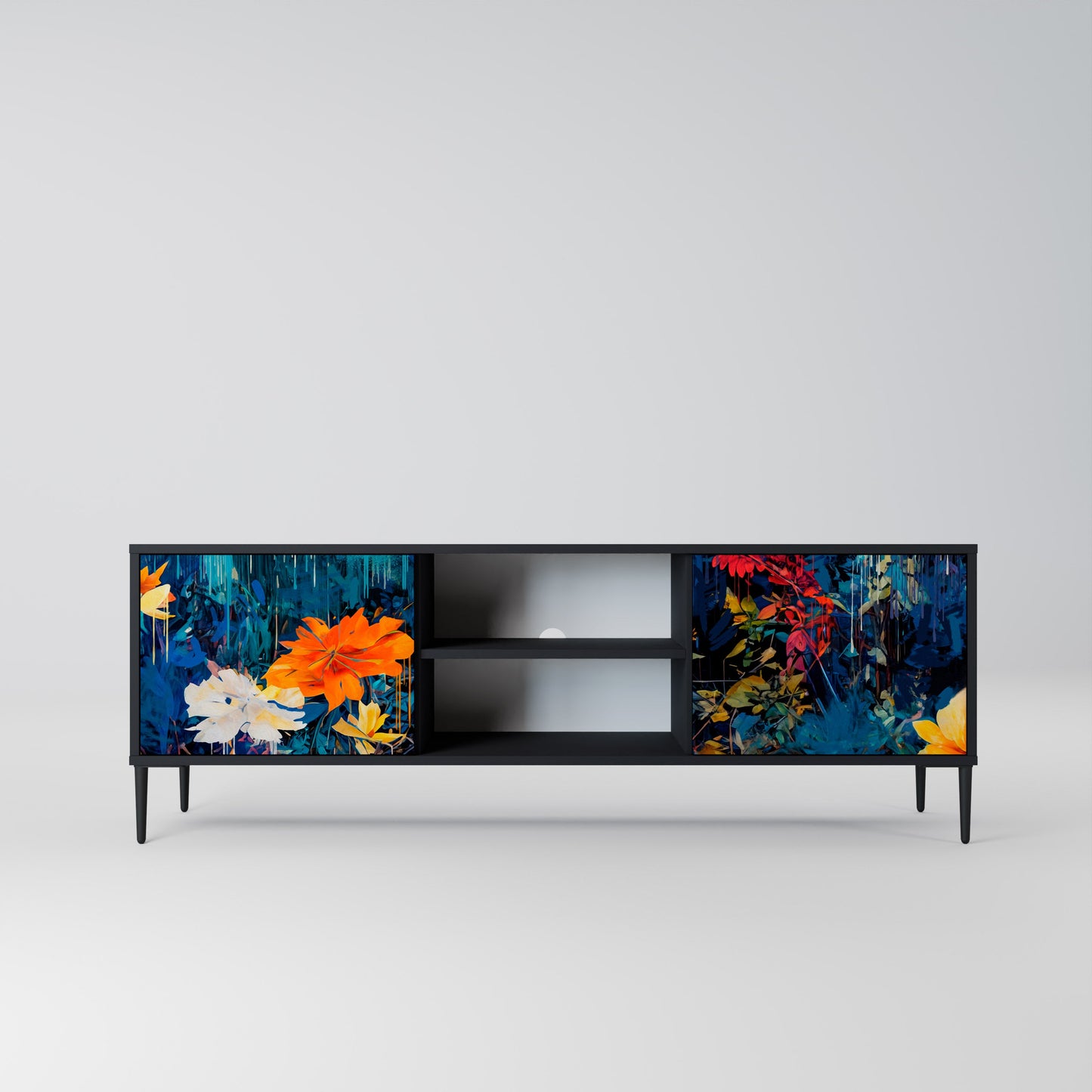 Mobile TV a 2 ante MIDNIGHT BLOSSOM in finitura nera
