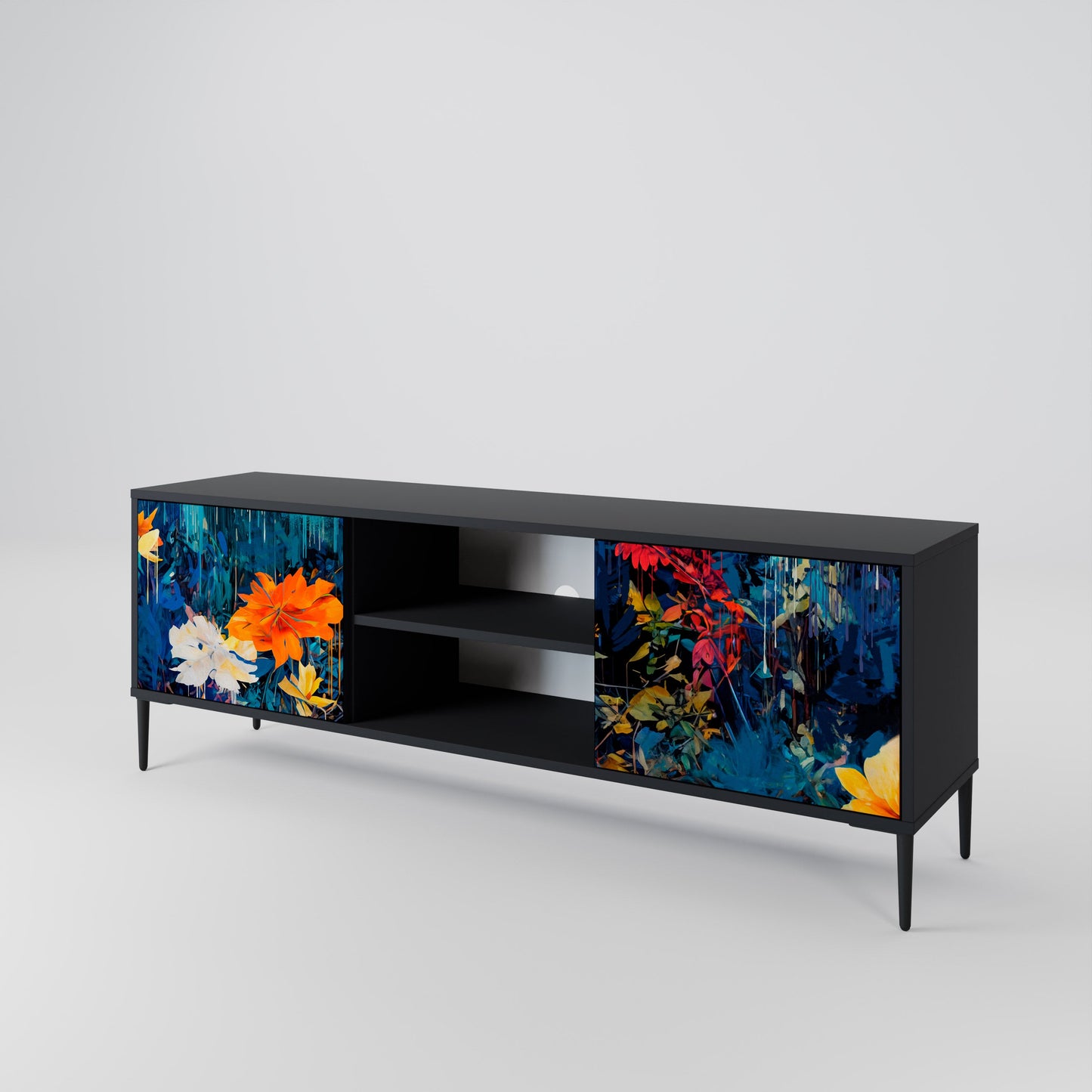 Mobile TV a 2 ante MIDNIGHT BLOSSOM in finitura nera
