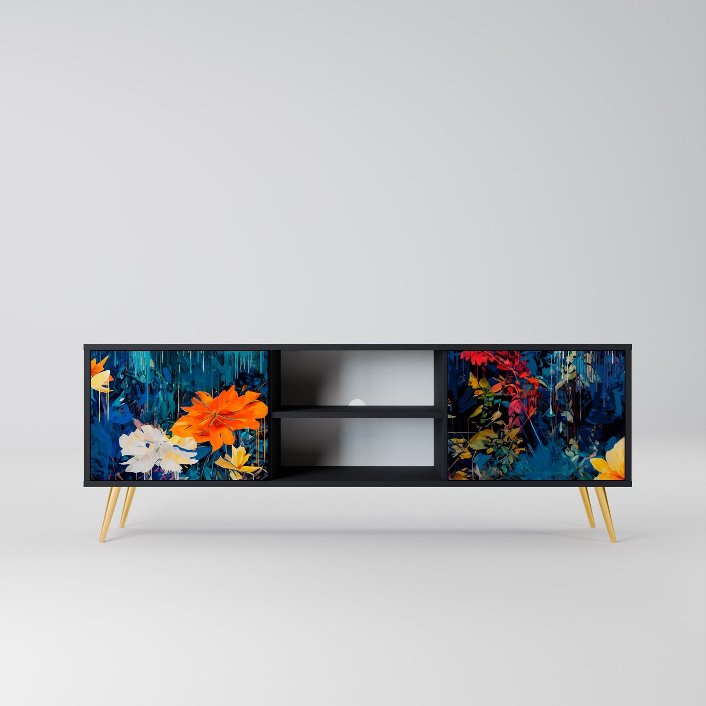 Mobile TV a 2 ante MIDNIGHT BLOSSOM in finitura nera
