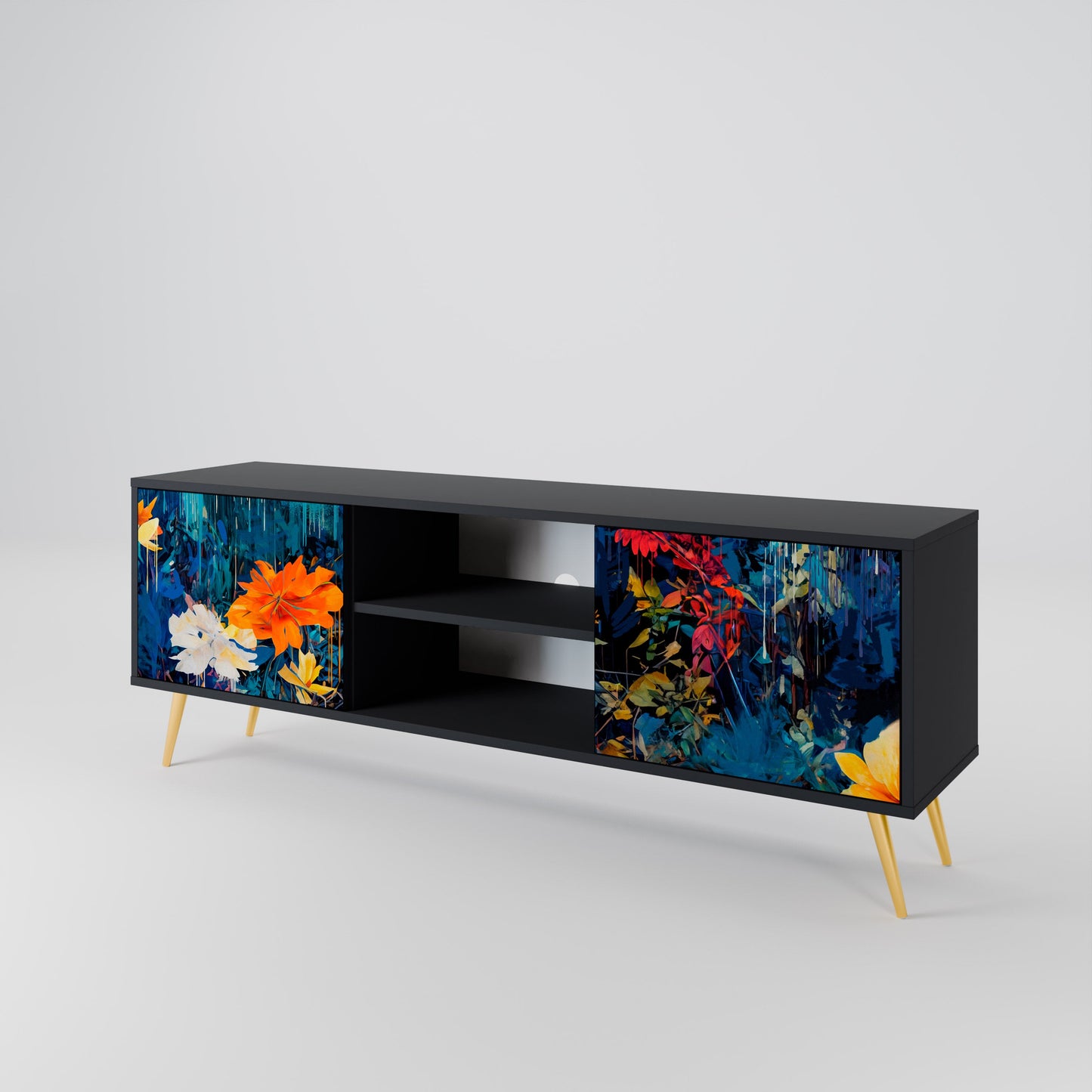 Mobile TV a 2 ante MIDNIGHT BLOSSOM in finitura nera