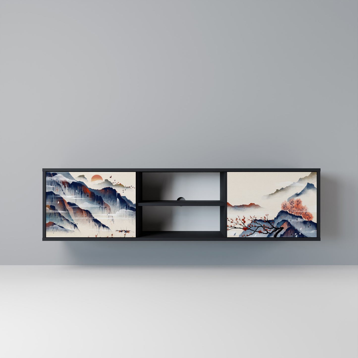 JAPANESE LANDSCAPE Mobile TV a 2 Ante in Finitura Nera