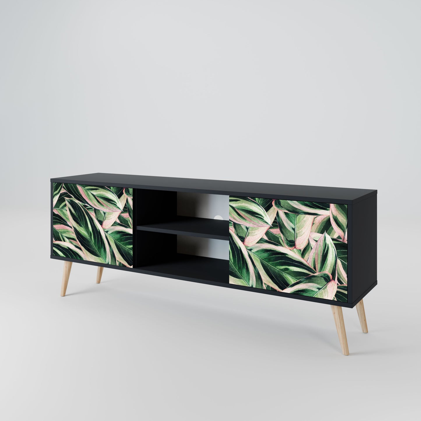 EERIE STROMANTHE 2-Door TV Stand in Black Finish