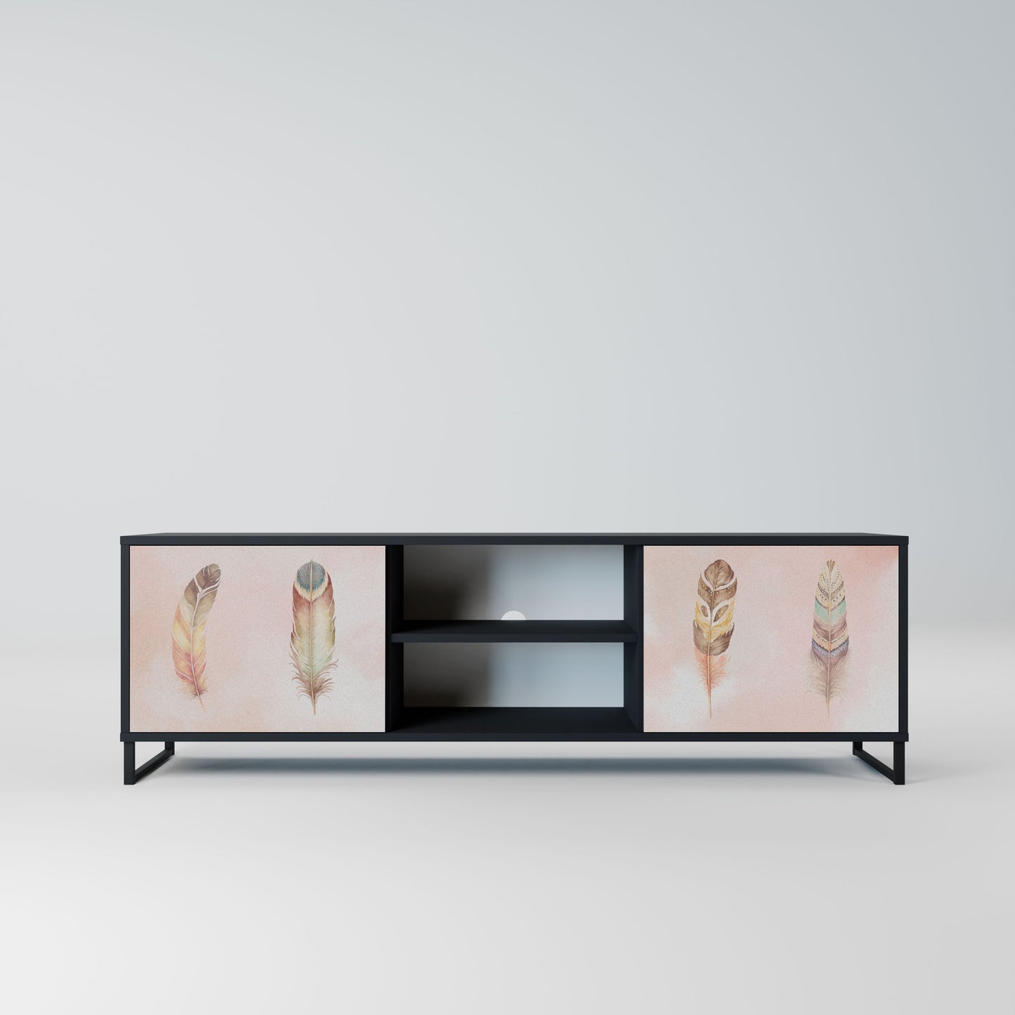 THE DELIQUESCE 2-Door TV Stand in Black Finish