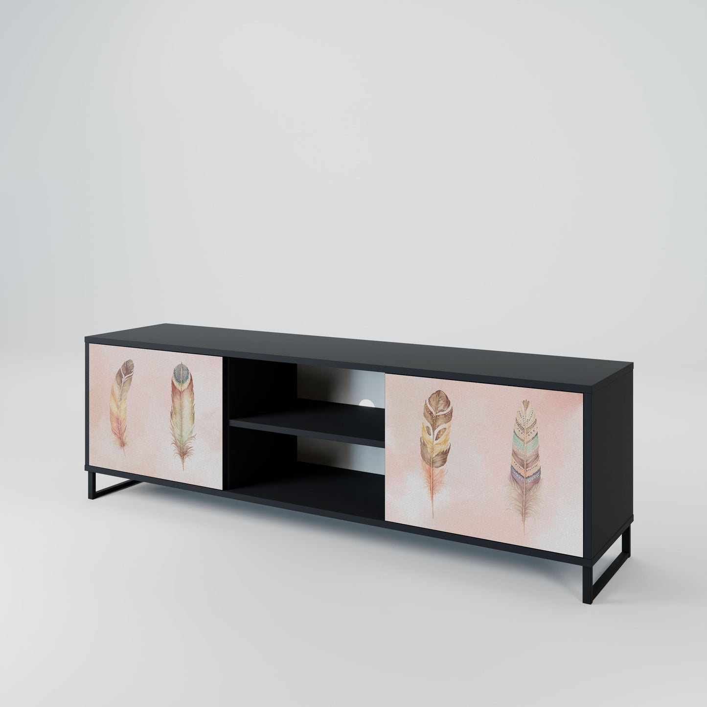 THE DELIQUESCE 2-Door TV Stand in Black Finish