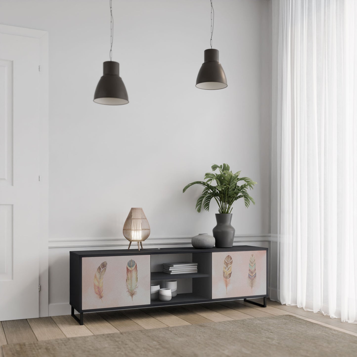 THE DELIQUESCE 2-Door TV Stand in Black Finish