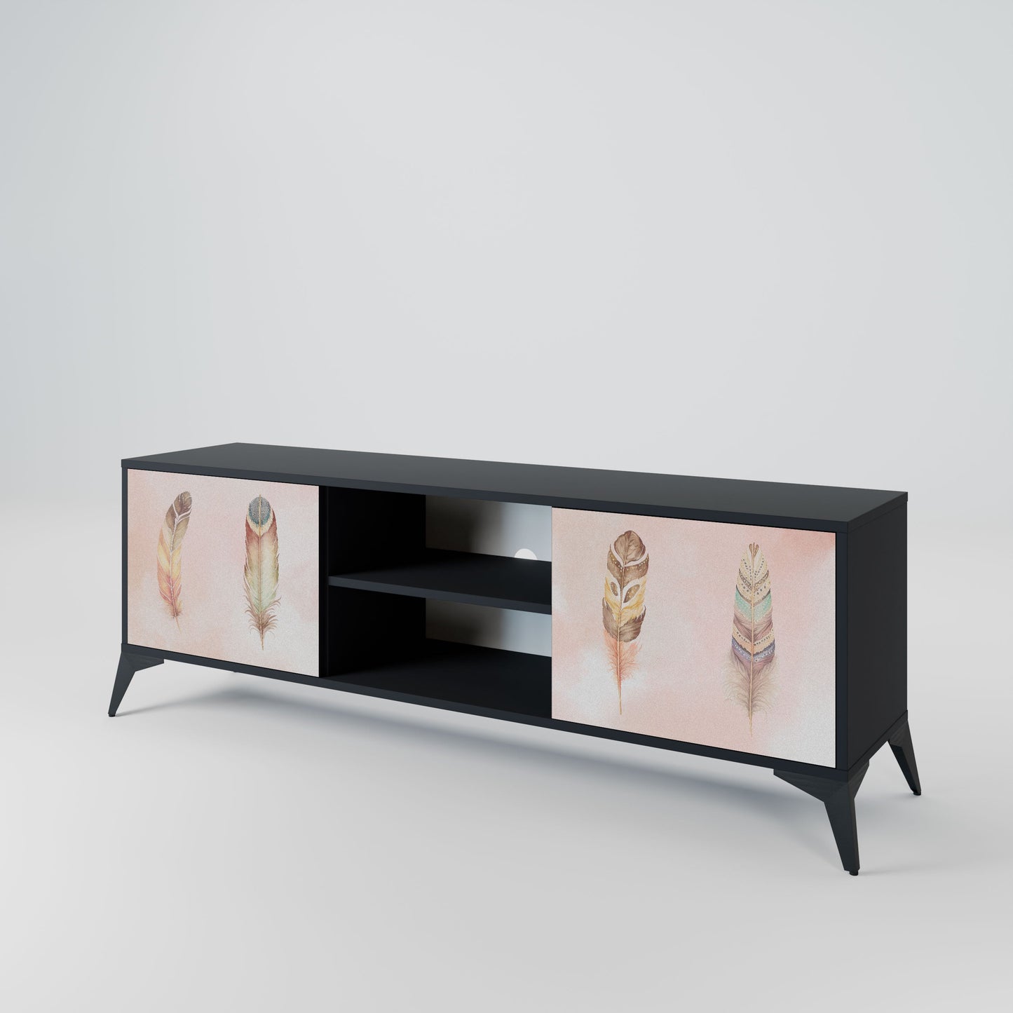 THE DELIQUESCE 2-Door TV Stand in Black Finish