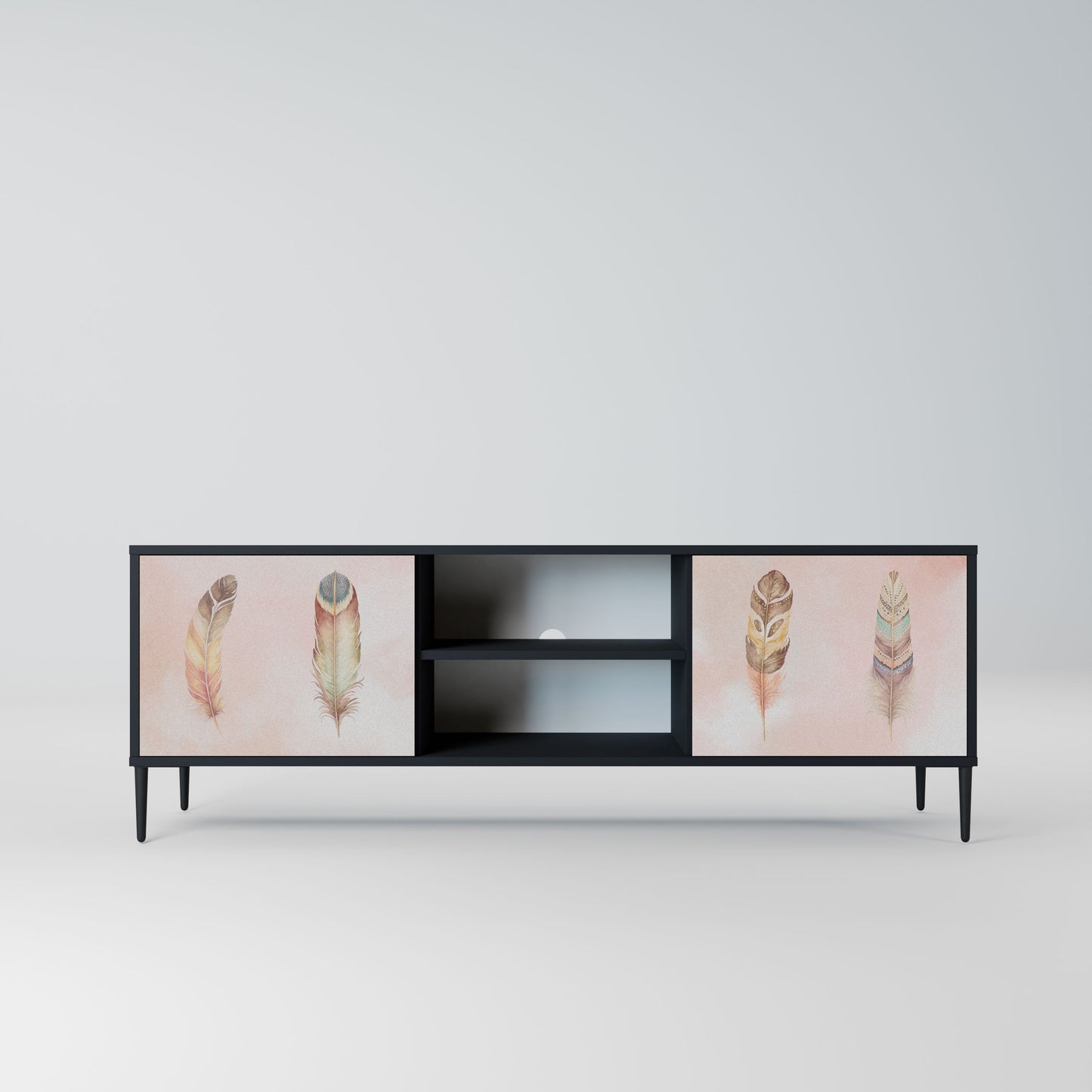 THE DELIQUESCE 2-Door TV Stand in Black Finish