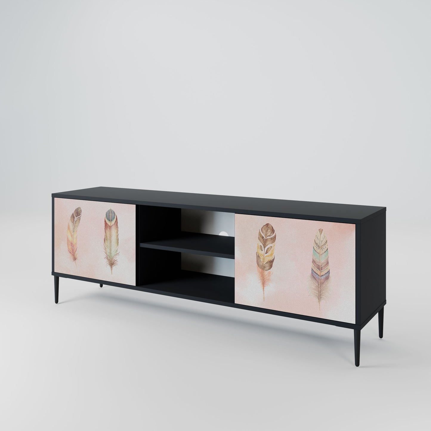 THE DELIQUESCE 2-Door TV Stand in Black Finish