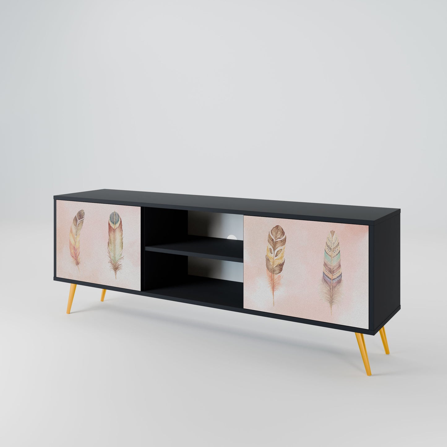 THE DELIQUESCE 2-Door TV Stand in Black Finish