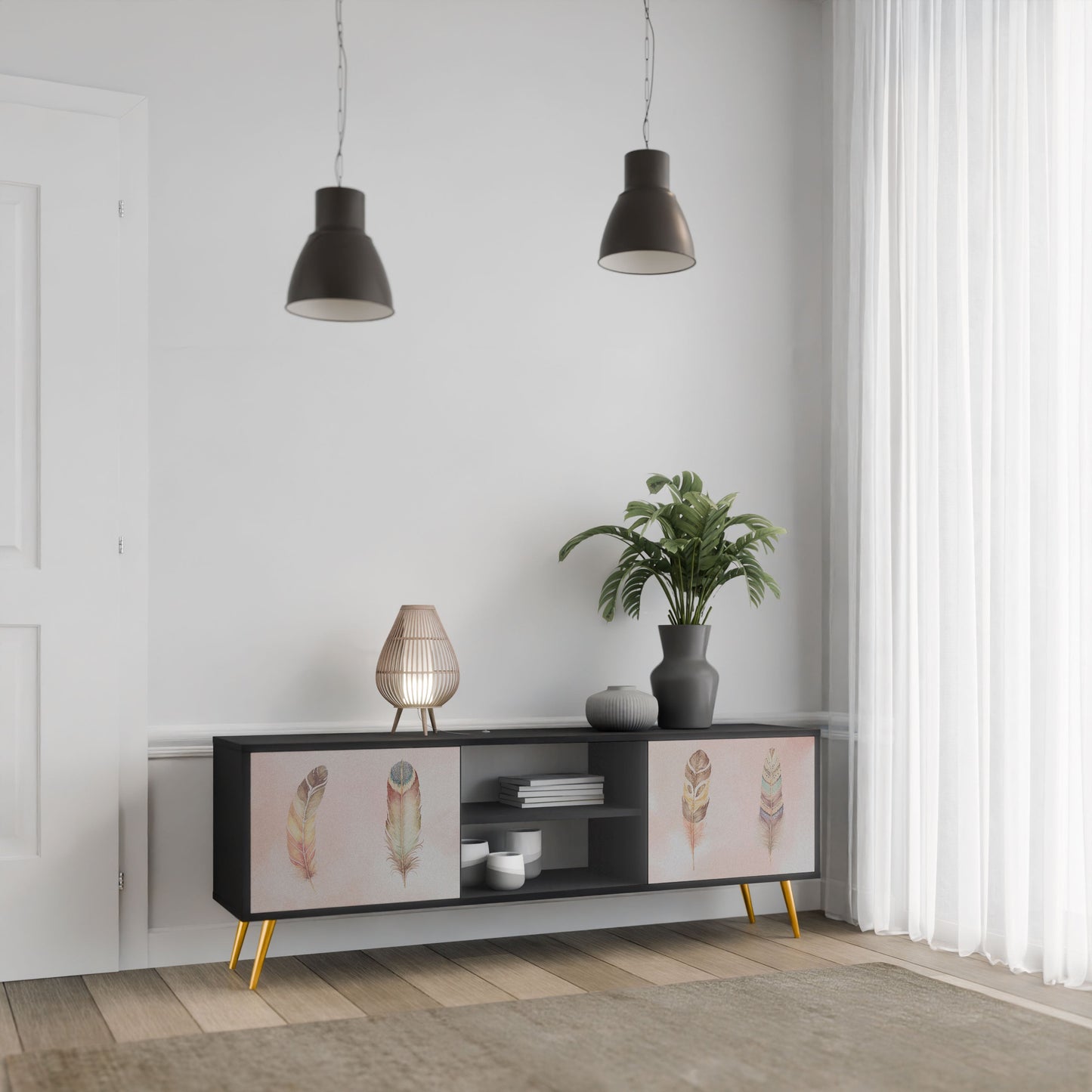 THE DELIQUESCE 2-Door TV Stand in Black Finish