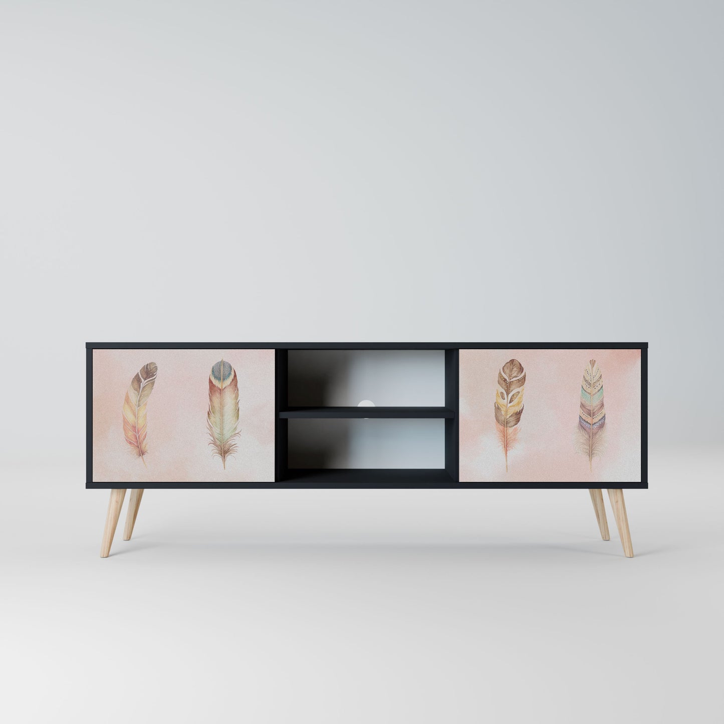 THE DELIQUESCE 2-Door TV Stand in Black Finish