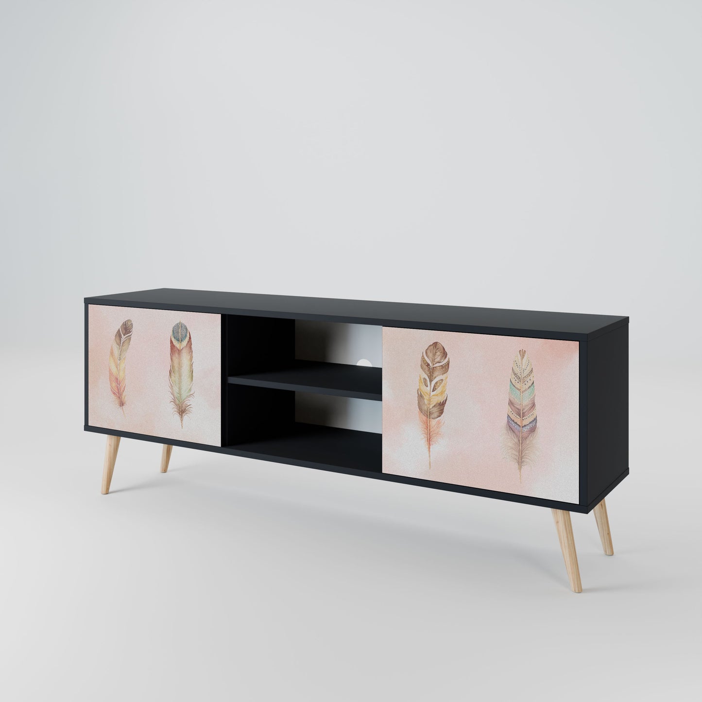 THE DELIQUESCE 2-Door TV Stand in Black Finish