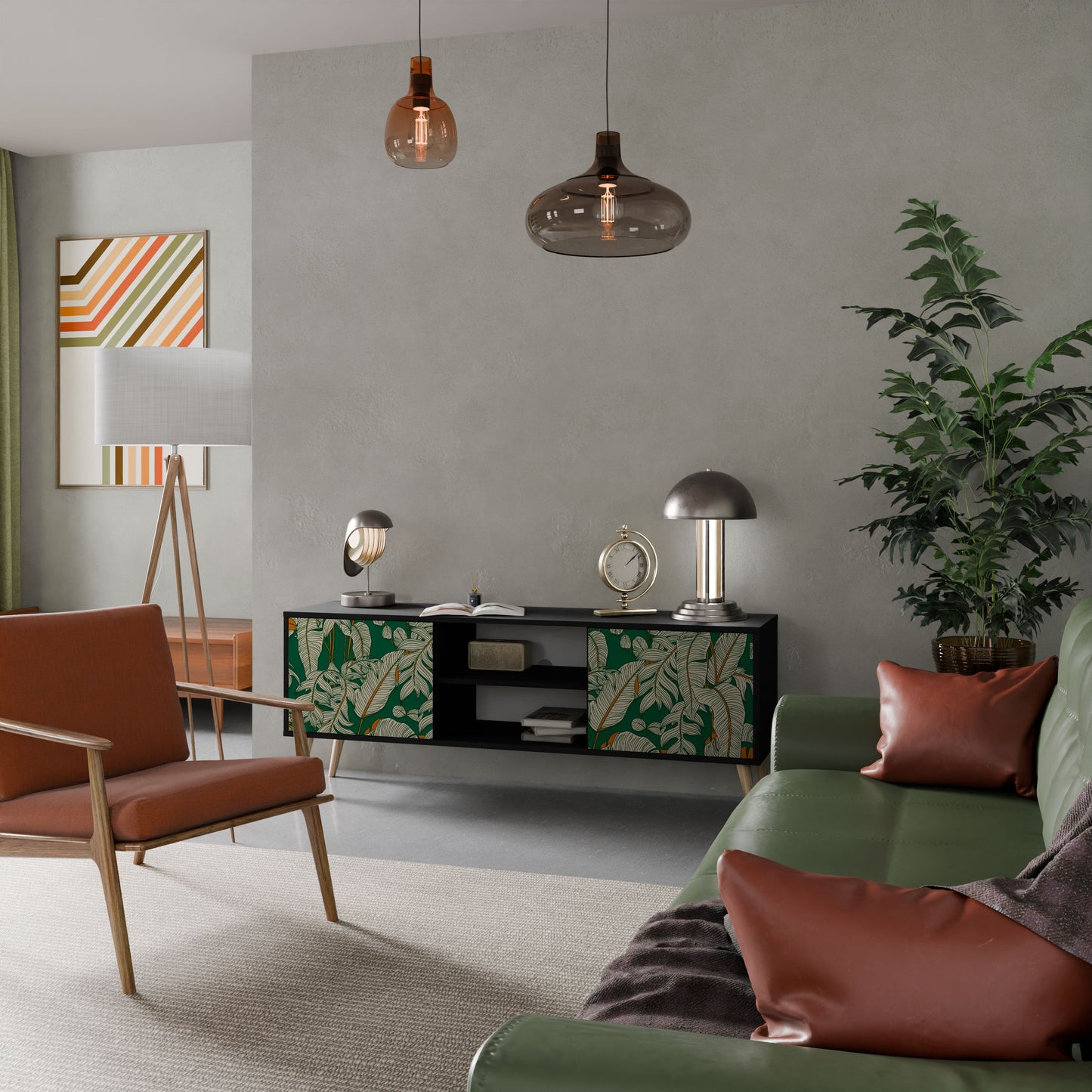 VERDANT PLEASURES Mobile TV a 2 ante con finitura nera
