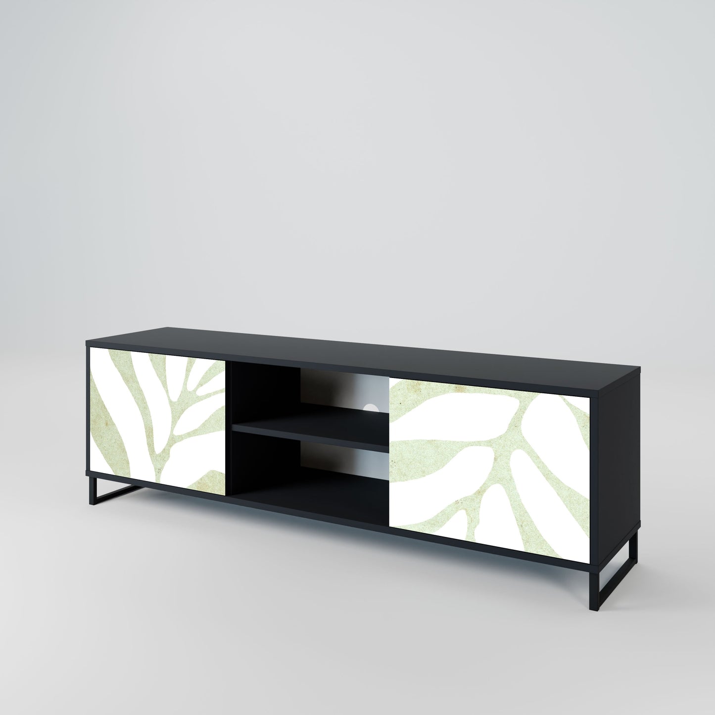 BOTANICAL SPARK 2-Door TV Stand in Black Finish