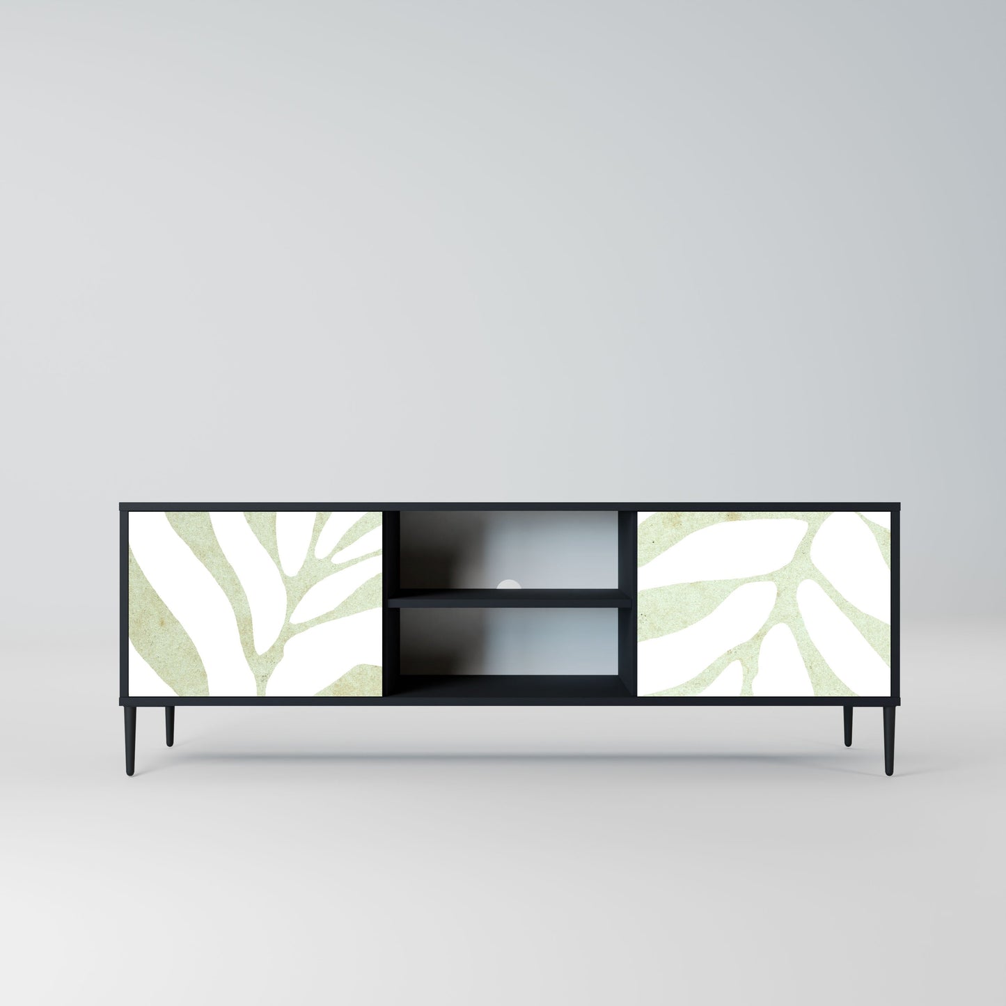 BOTANICAL SPARK 2-Door TV Stand in Black Finish