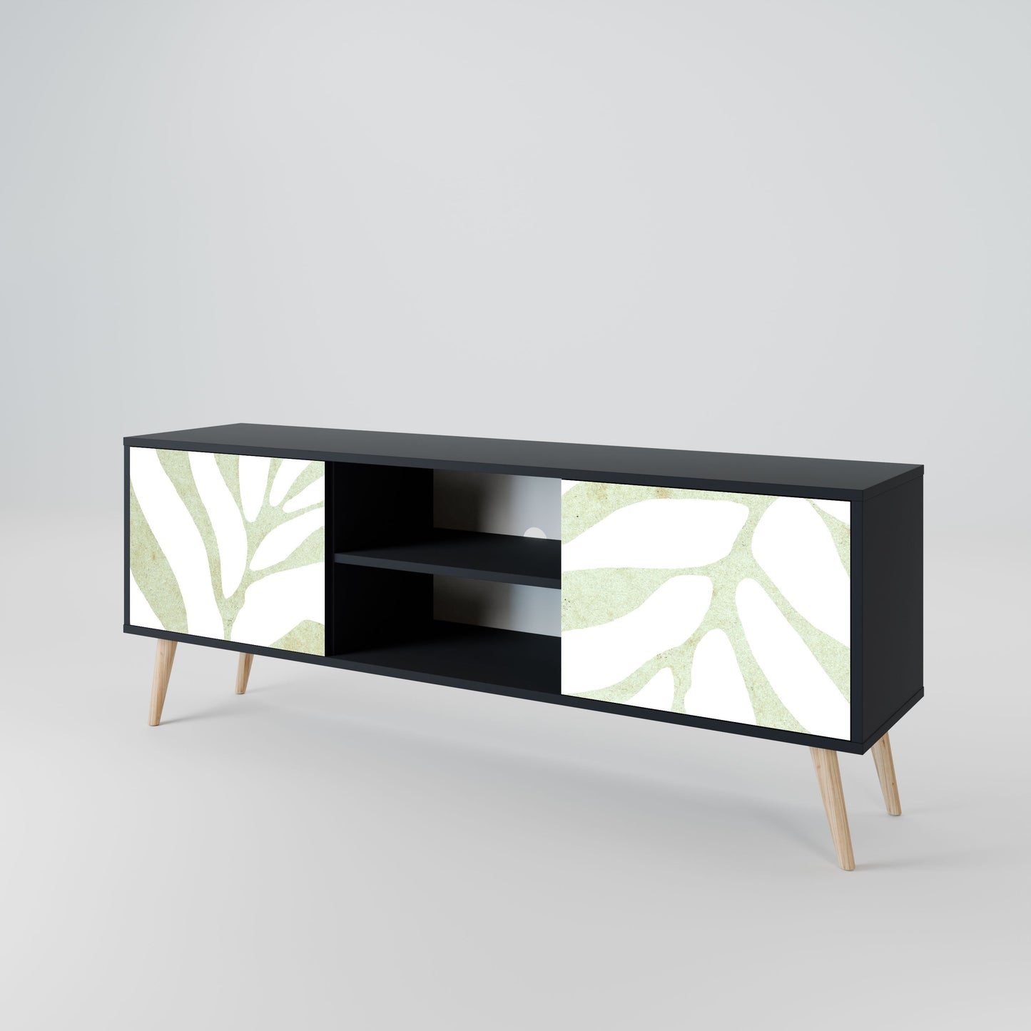 BOTANICAL SPARK 2-Door TV Stand in Black Finish
