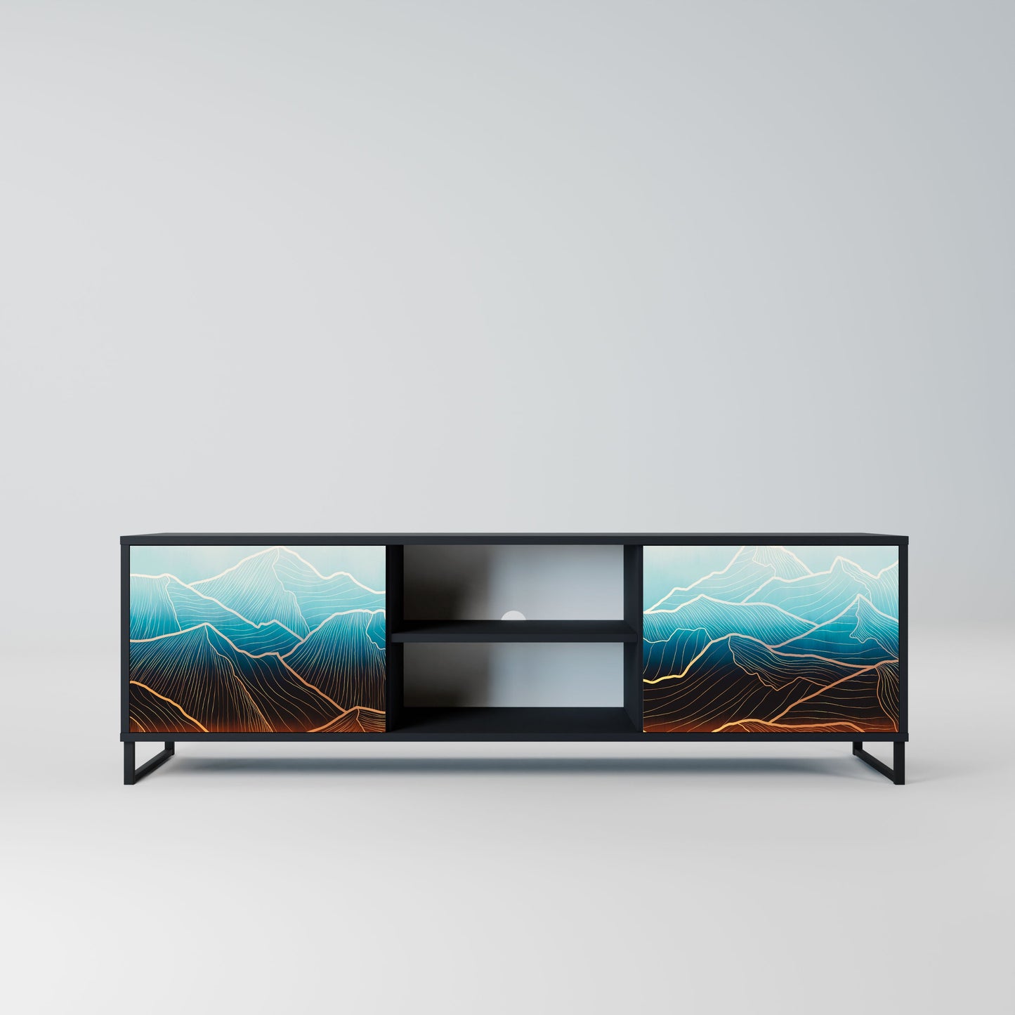 LUNAR SECRETS 2-Door TV Stand in Black Finish