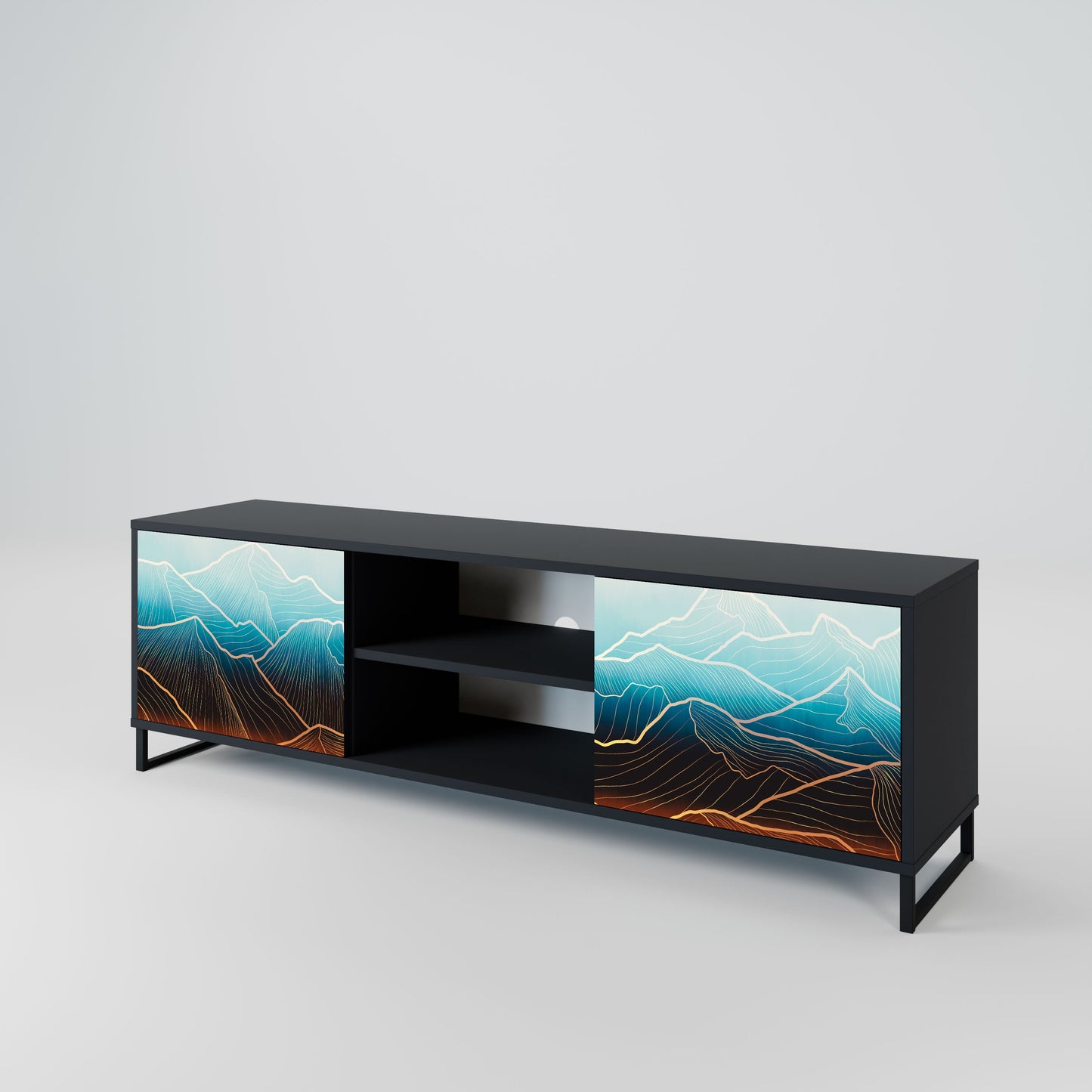 LUNAR SECRETS 2-Door TV Stand in Black Finish