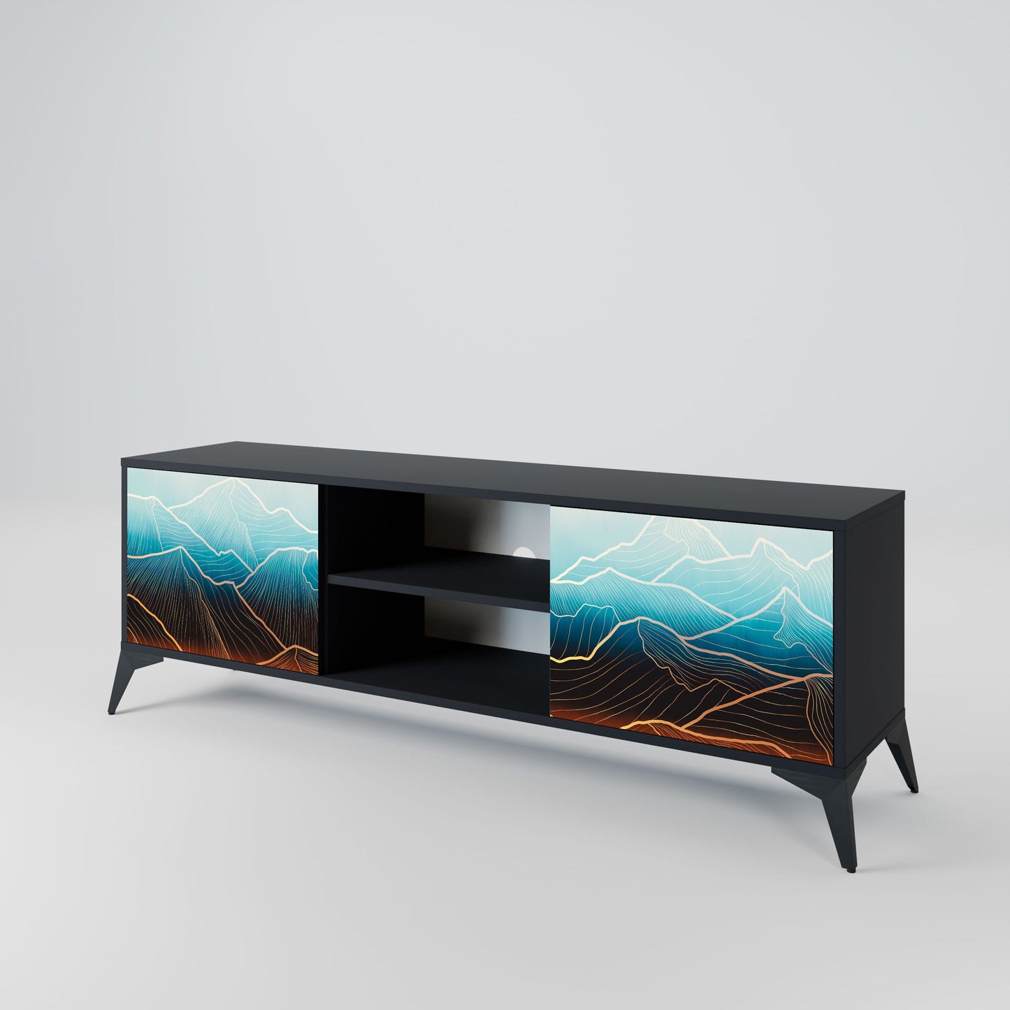 LUNAR SECRETS 2-Door TV Stand in Black Finish