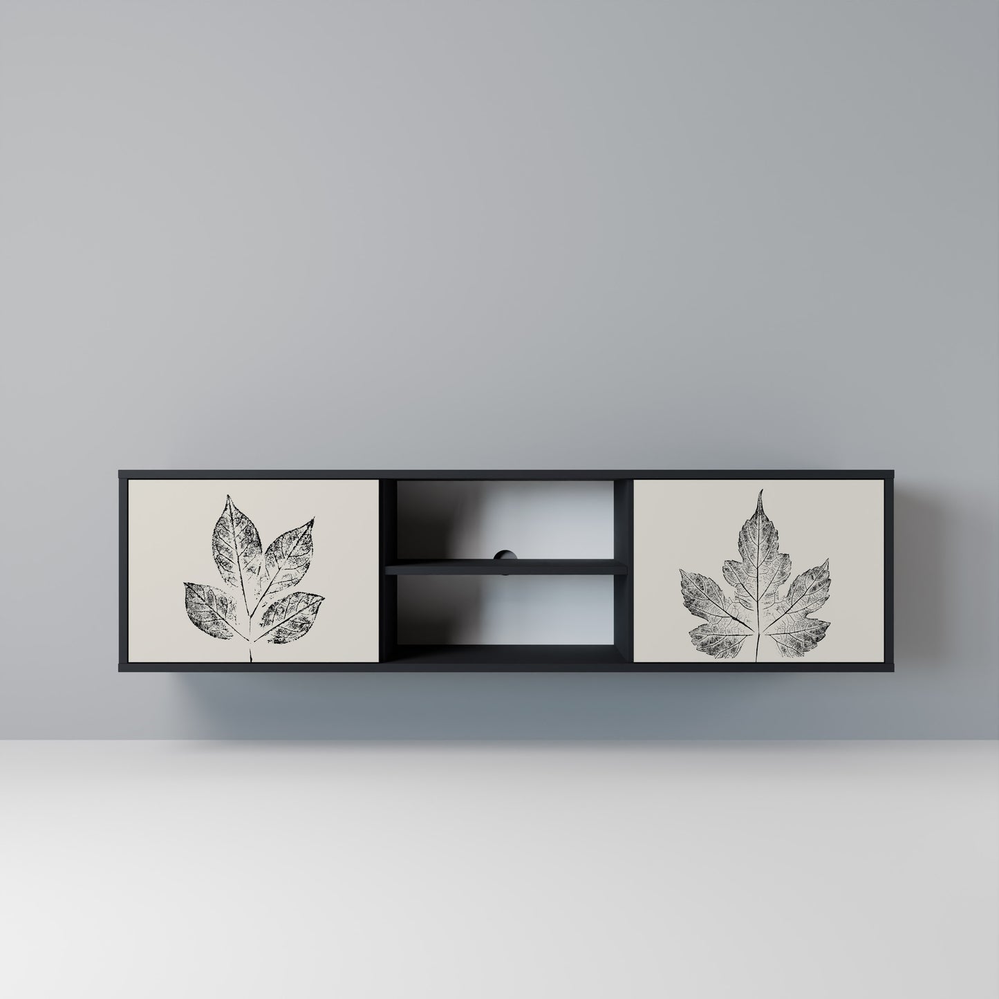 LEAFY STAMPS Mobile TV a 2 Ante in Finitura Nera