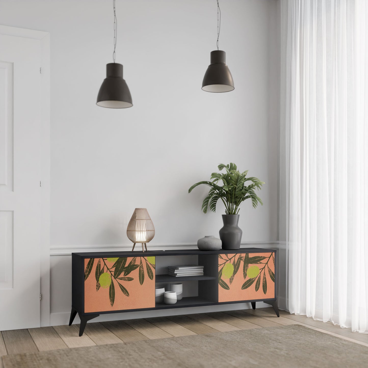 JUICY OLIVES 2-Door TV Stand in Black Finish