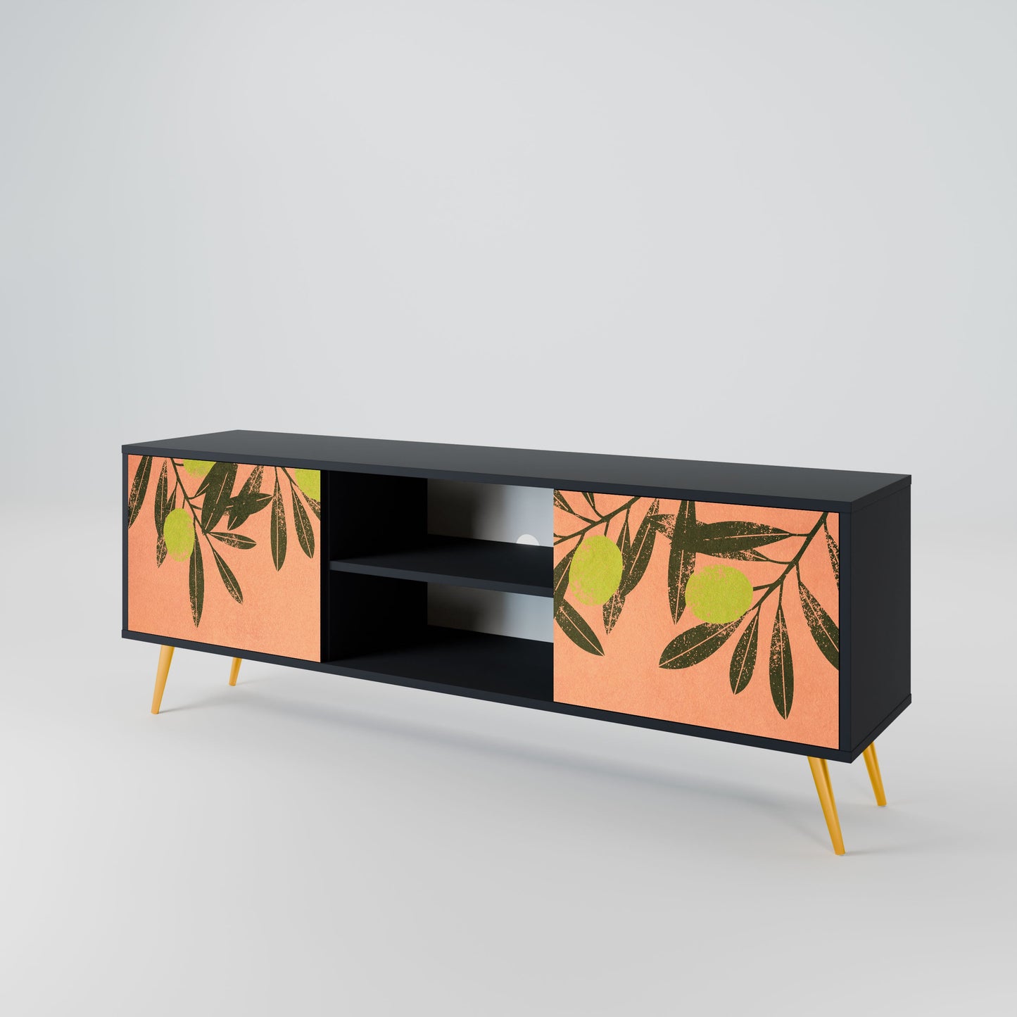 JUICY OLIVES 2-Door TV Stand in Black Finish