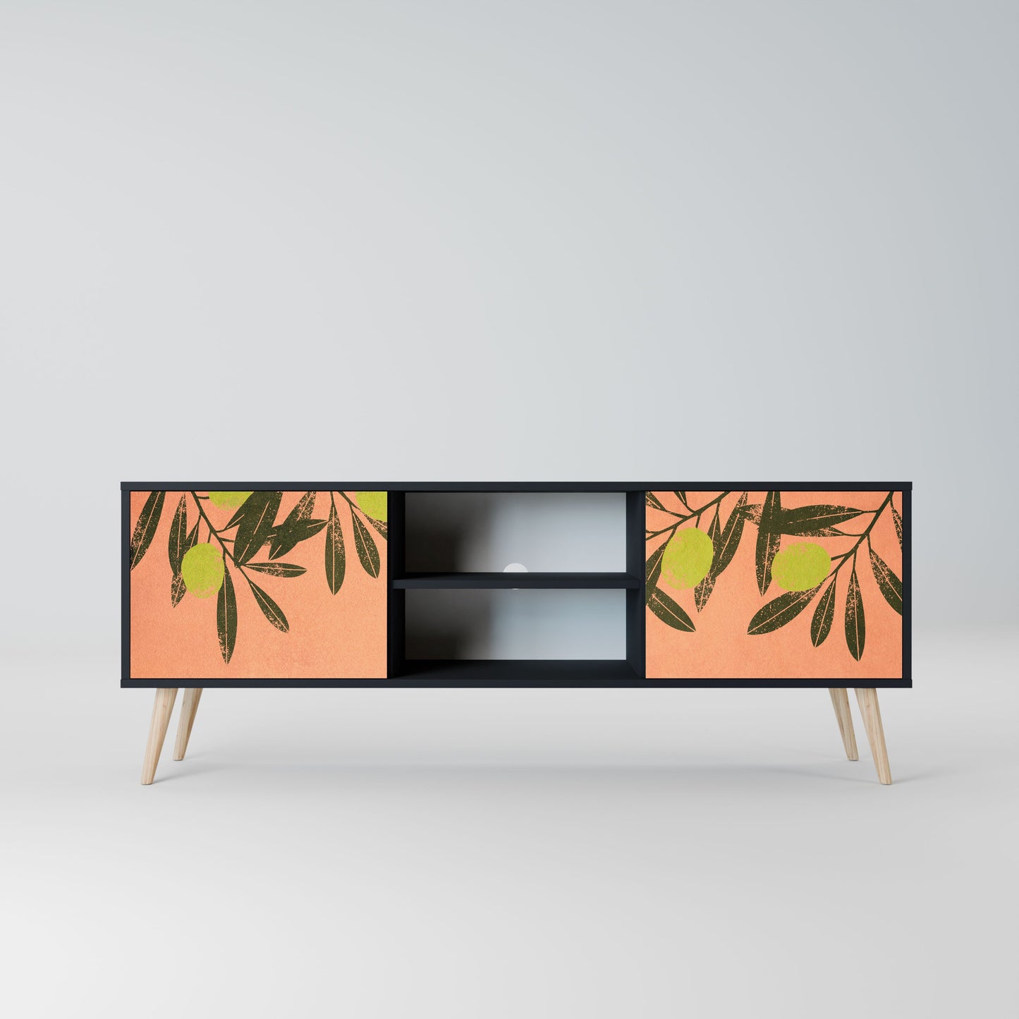 JUICY OLIVES 2-Door TV Stand in Black Finish