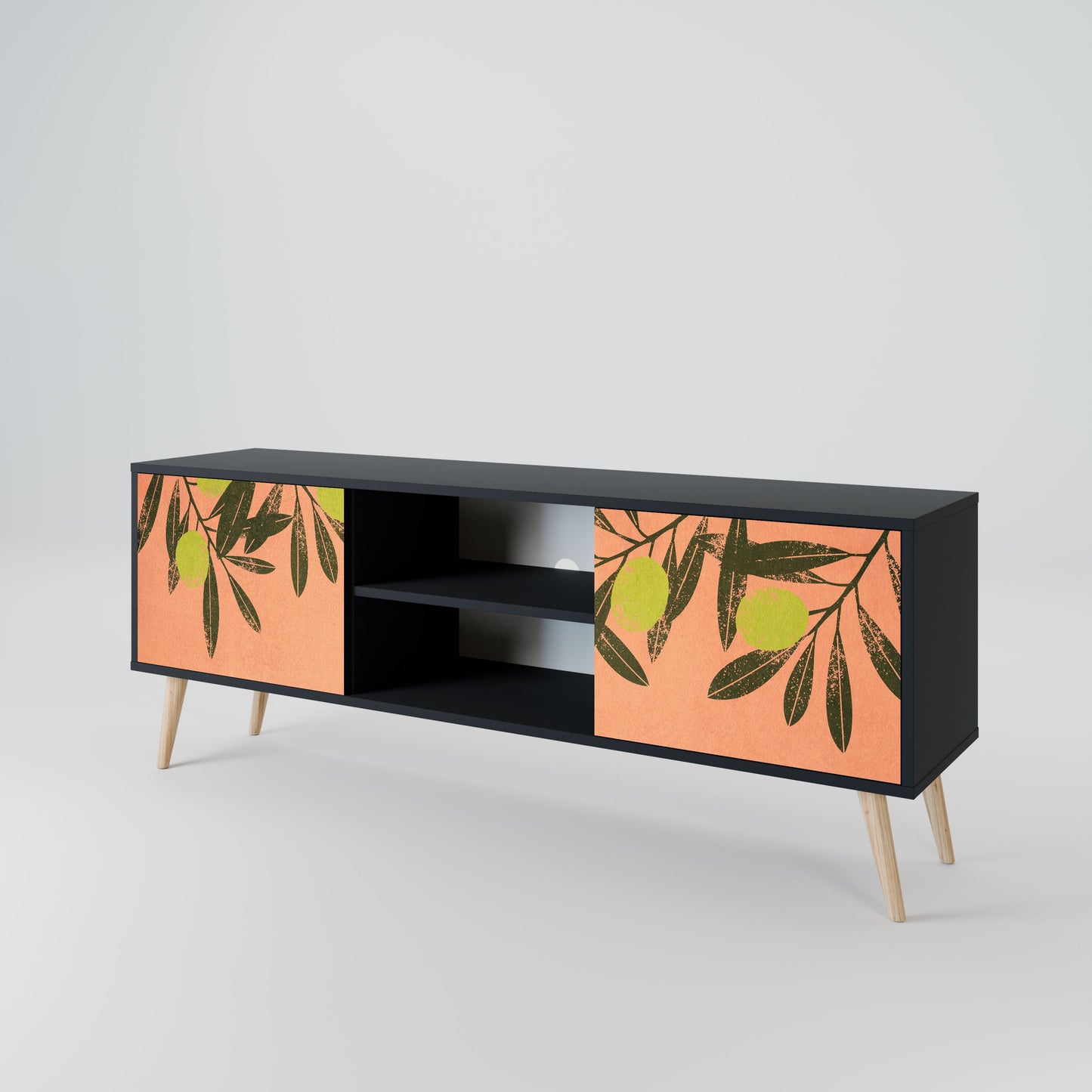 JUICY OLIVES 2-Door TV Stand in Black Finish