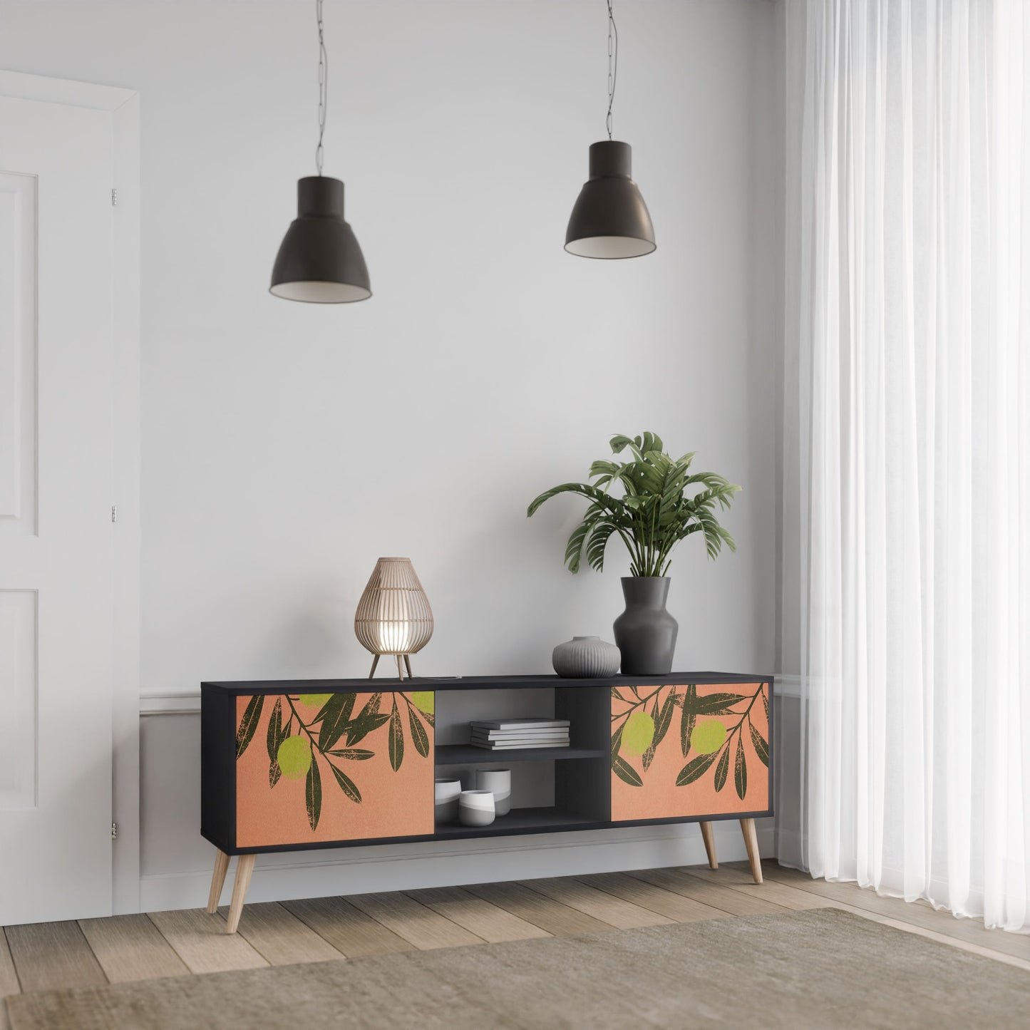 JUICY OLIVES 2-Door TV Stand in Black Finish