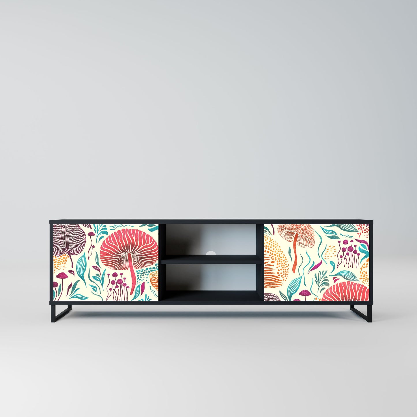 FUNGUS FANTASY 2-Door TV Stand in Black Finish