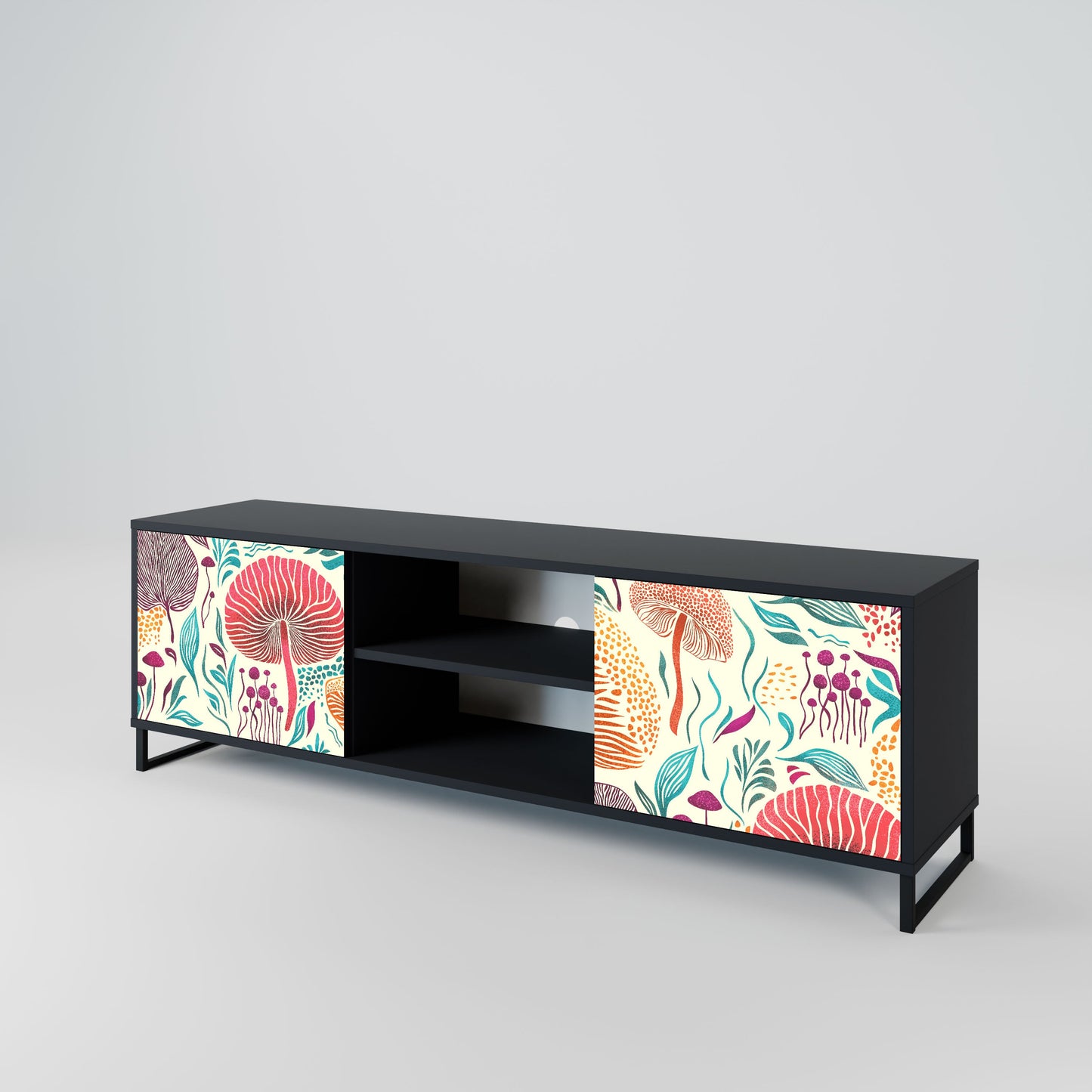 FUNGUS FANTASY 2-Door TV Stand in Black Finish