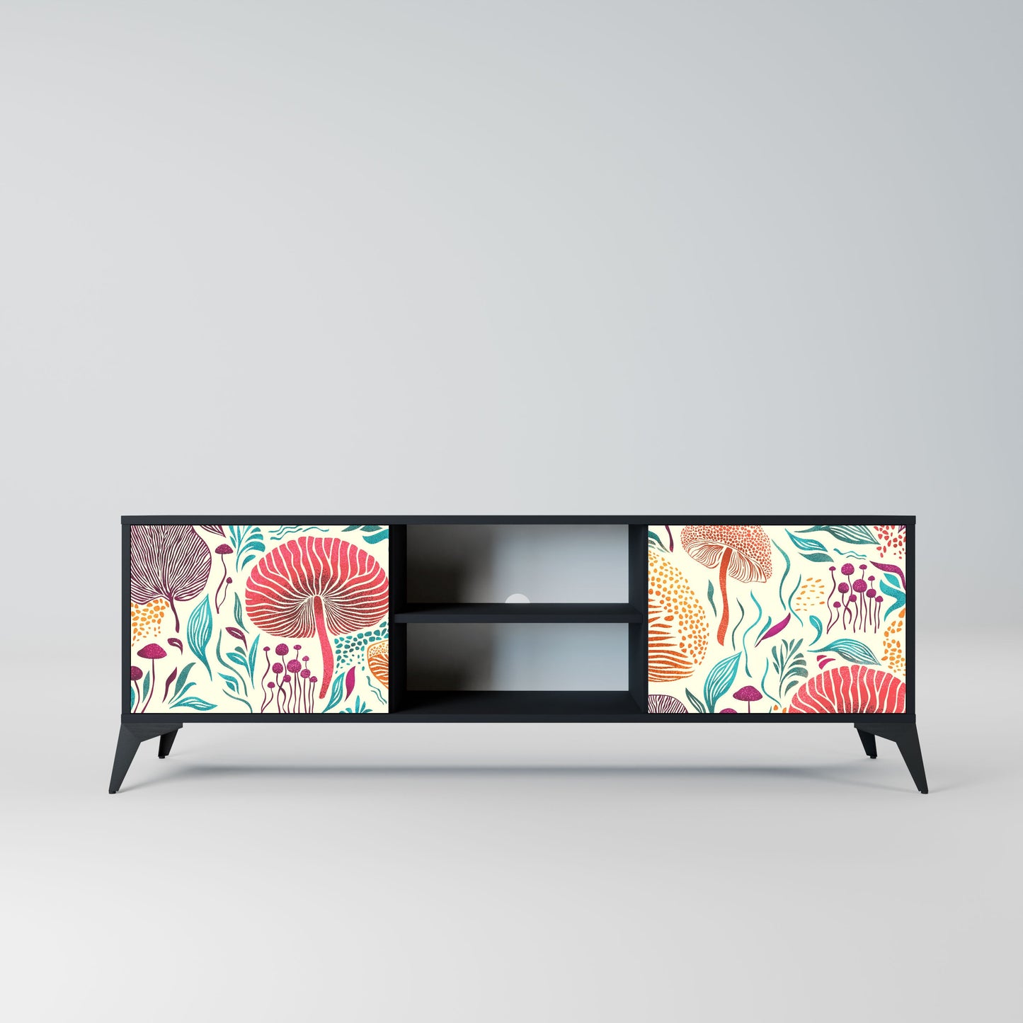 FUNGUS FANTASY 2-Door TV Stand in Black Finish