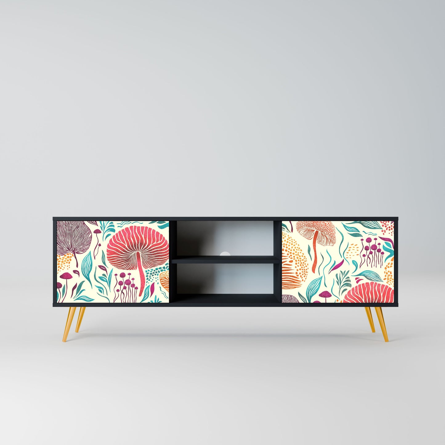 FUNGUS FANTASY 2-Door TV Stand in Black Finish